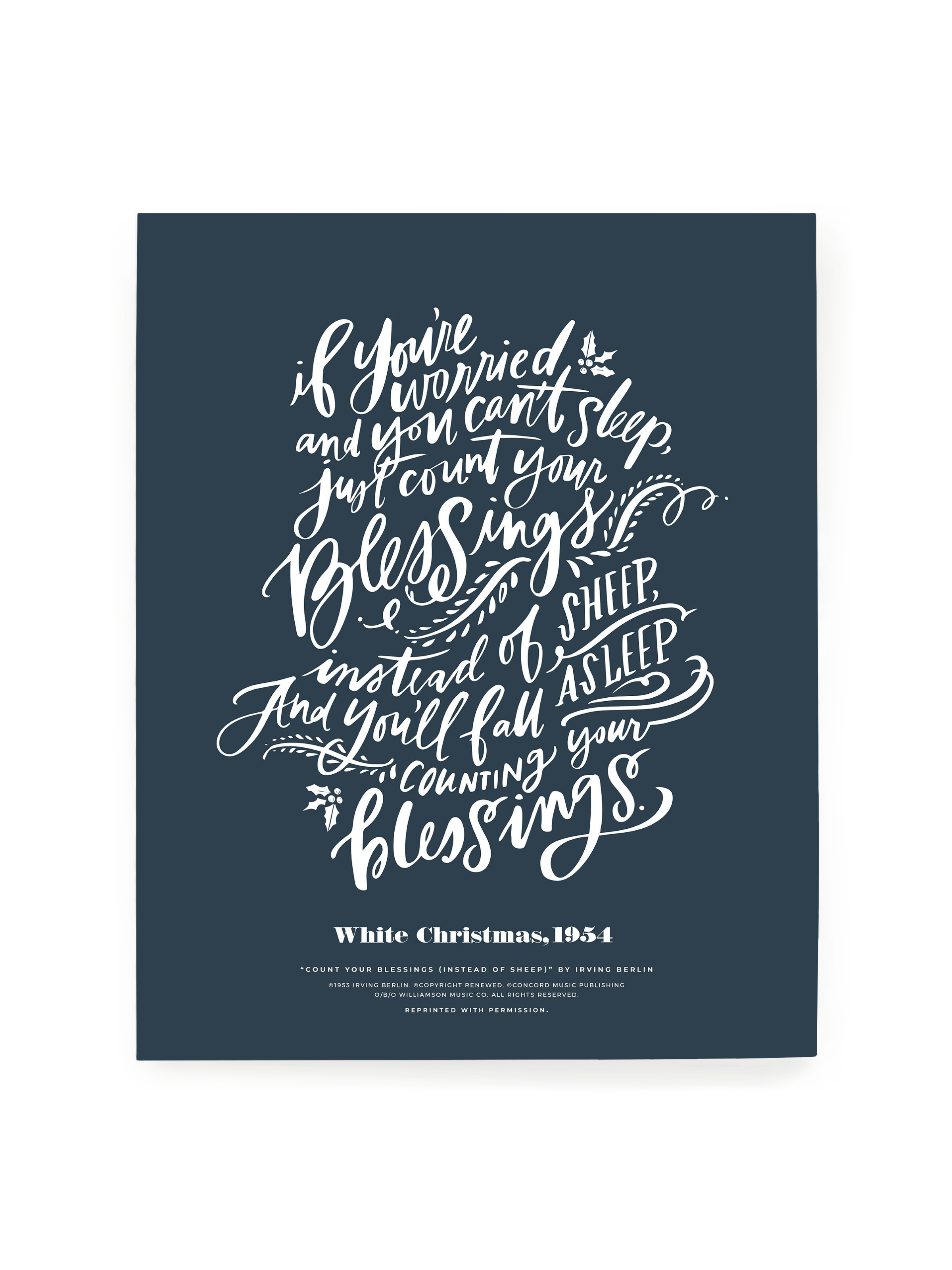 Count Your Blessings (White Christmas) | Interior Navy | Art Print