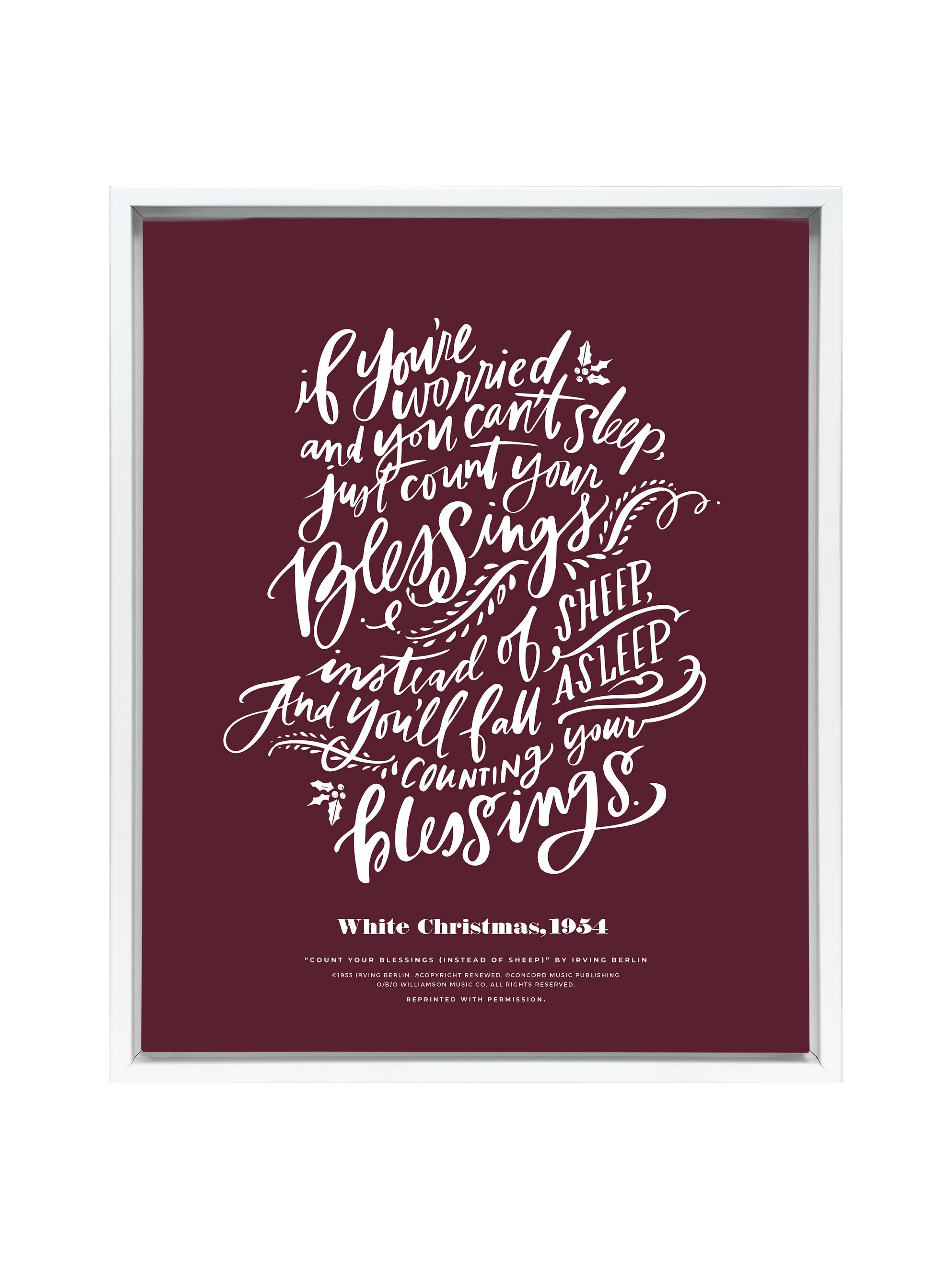 Count Your Blessings (White Christmas) | Pomegranate | Canvas
