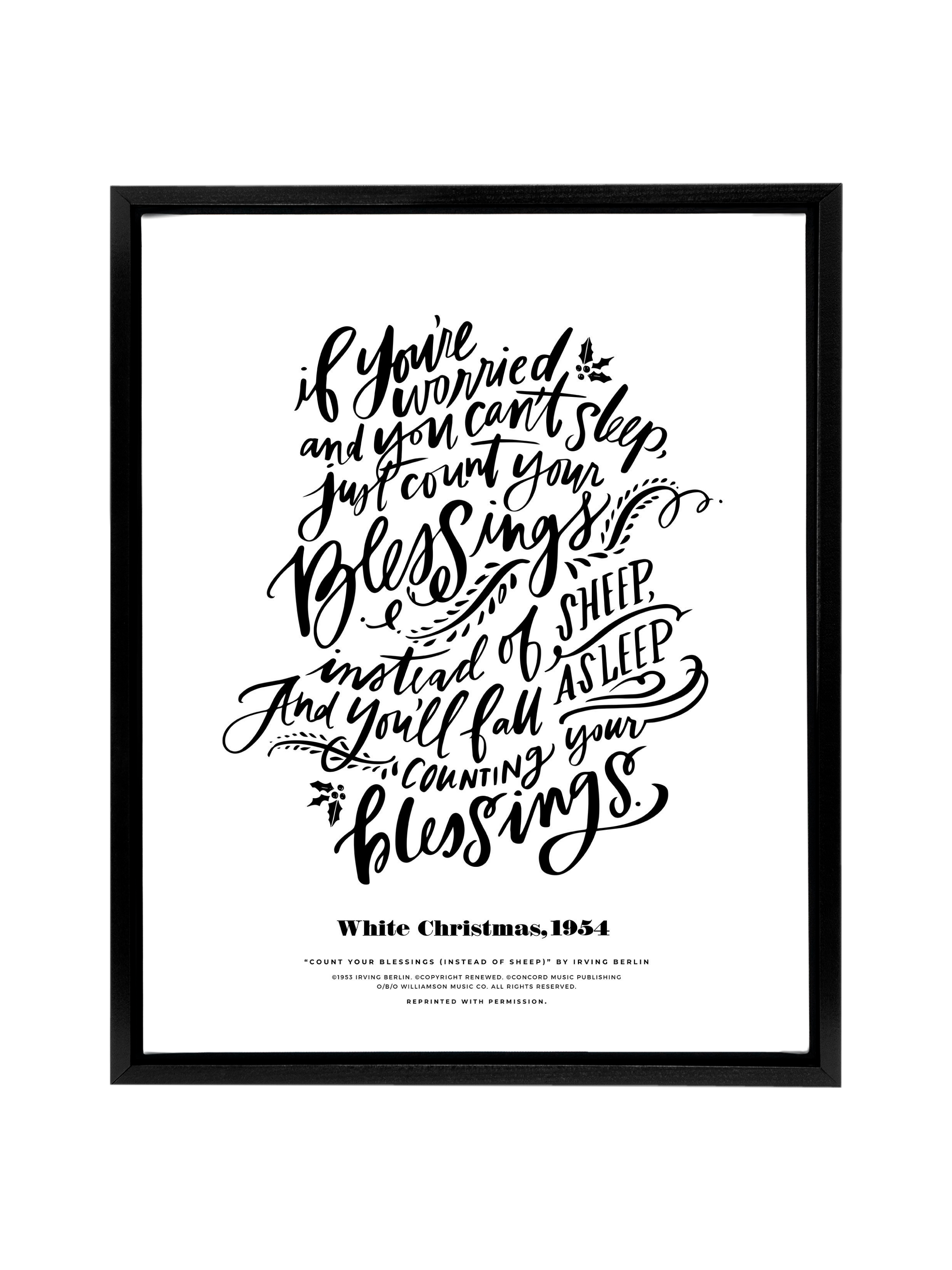 Count Your Blessings (White Christmas) | Pure White | Canvas