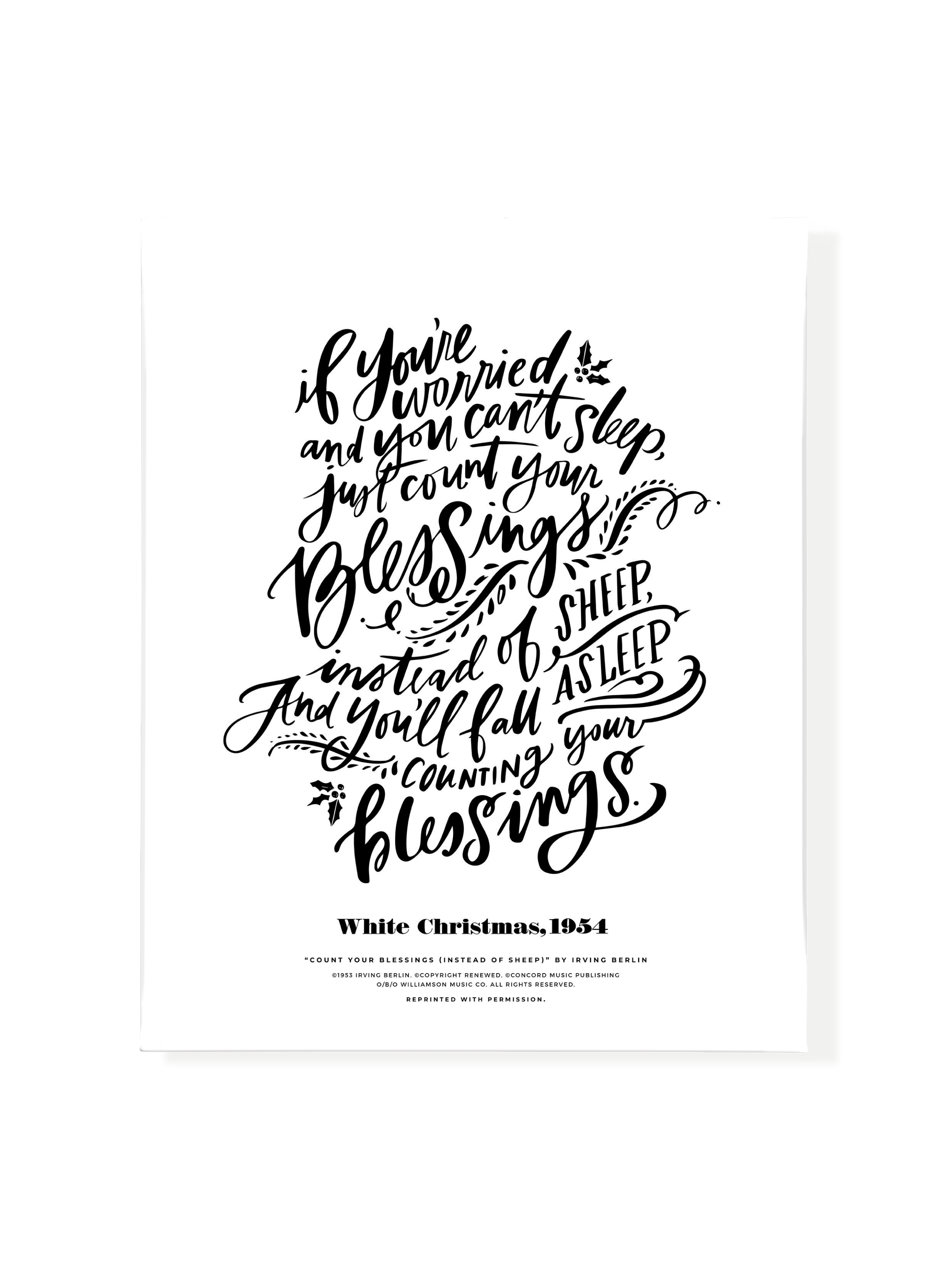 Count Your Blessings (White Christmas) | Pure White | Canvas