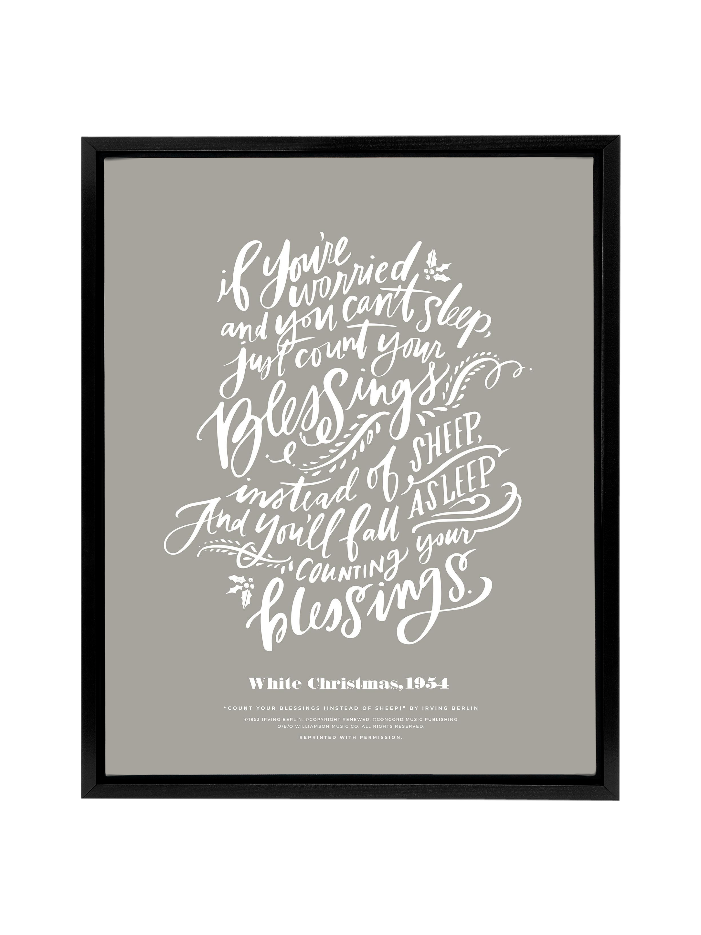 Count Your Blessings (White Christmas) | Warm Grey | Canvas