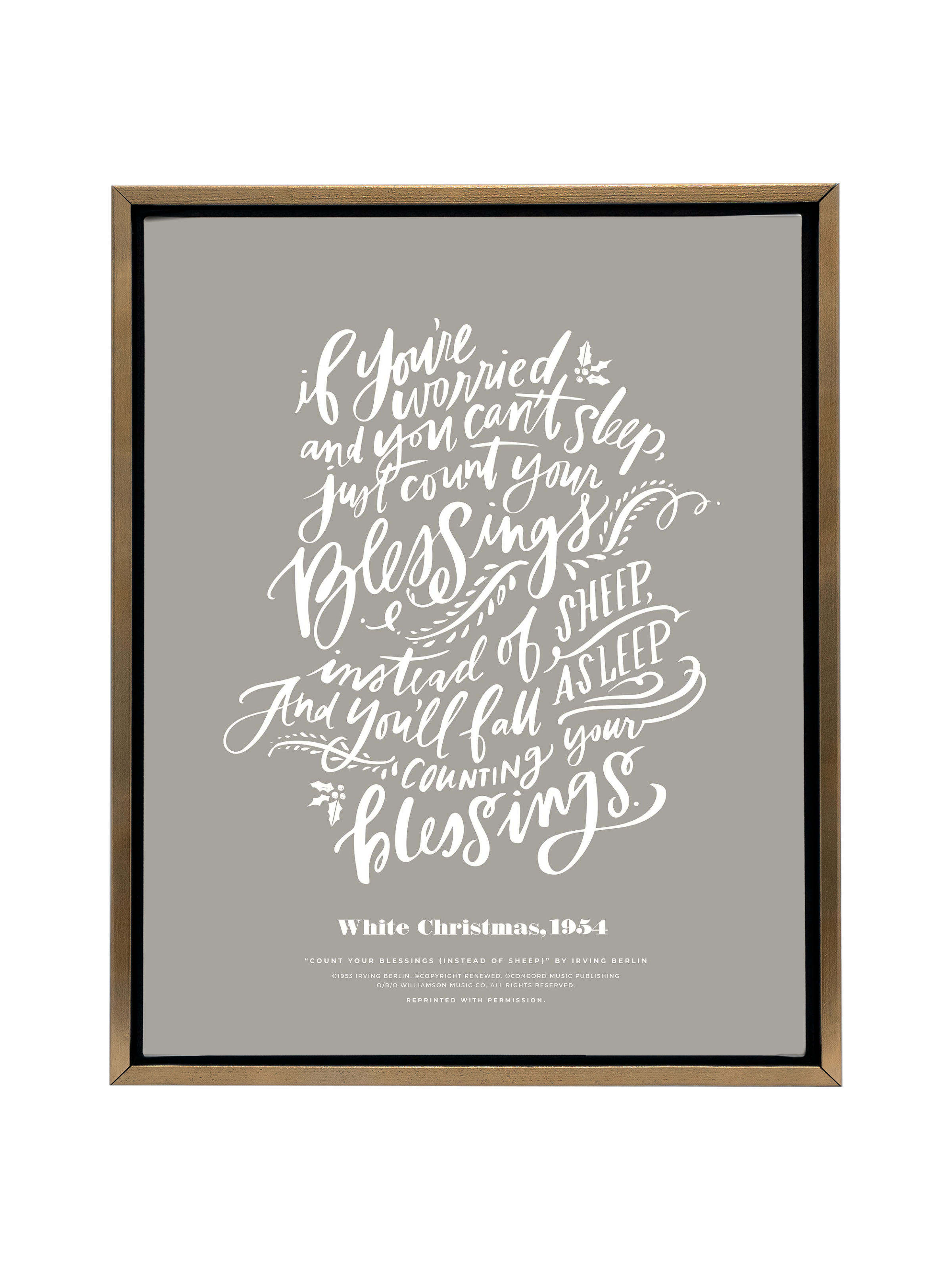 Count Your Blessings (White Christmas) | Warm Grey | Canvas