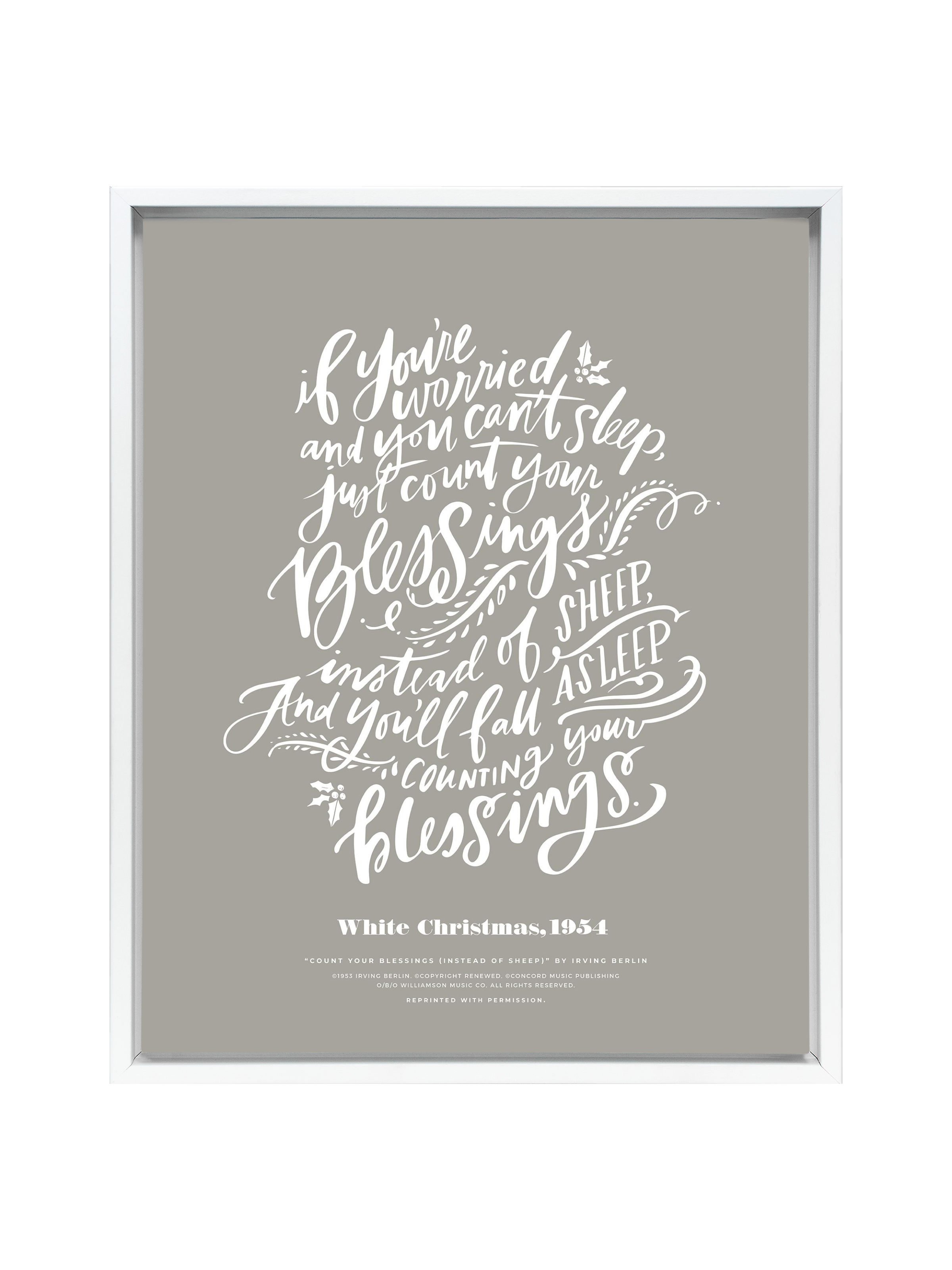Count Your Blessings (White Christmas) | Warm Grey | Canvas