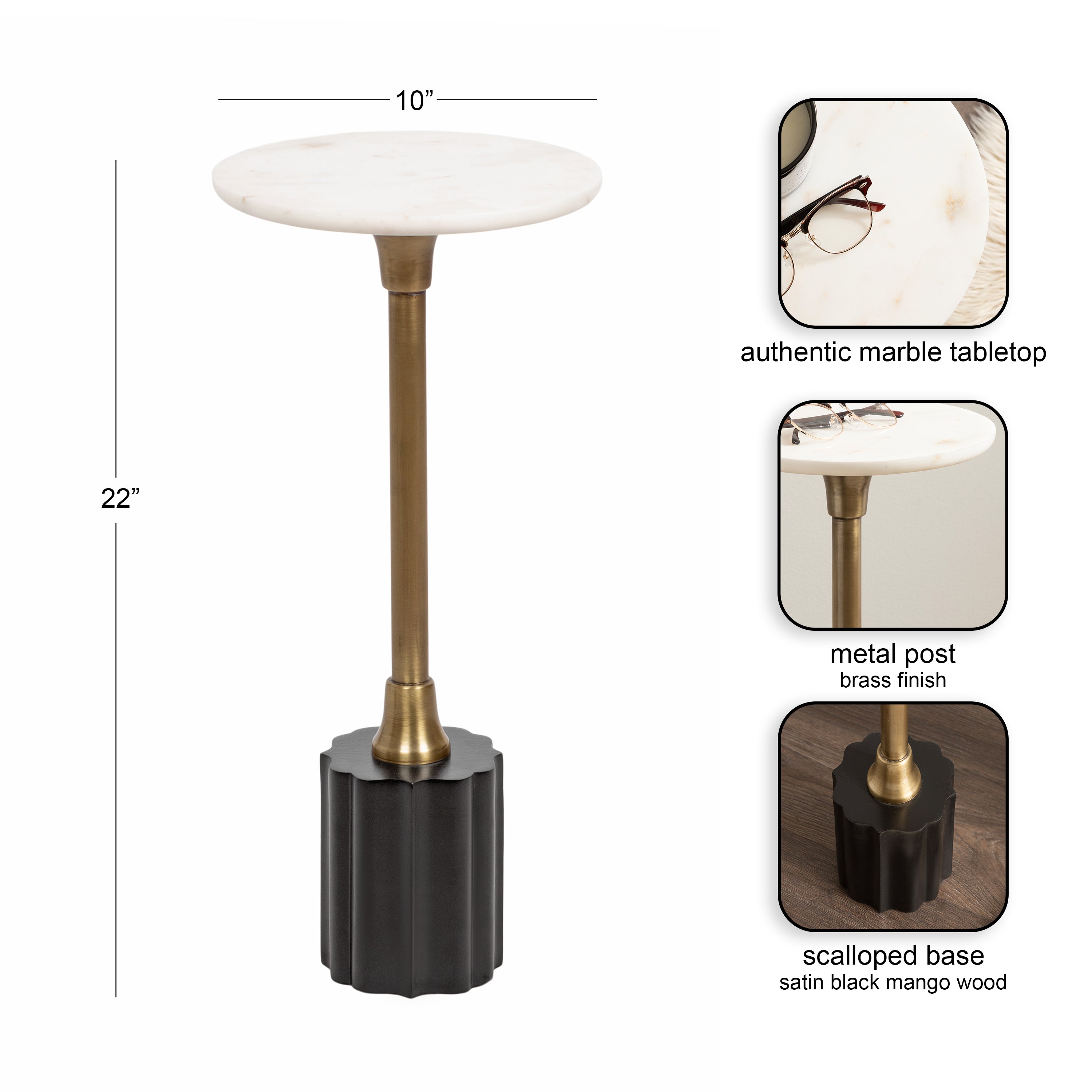 Nisha Round Marble Drink Table