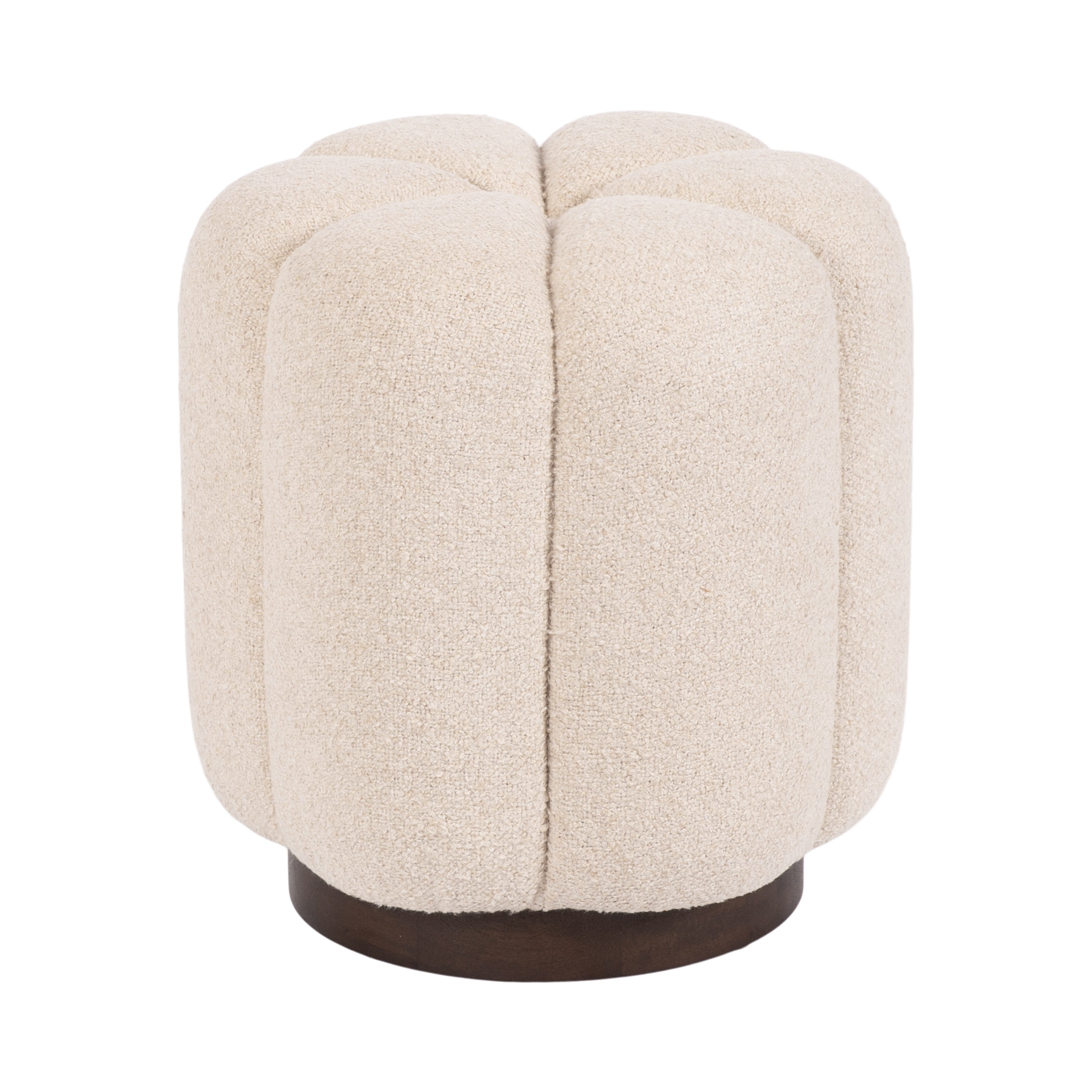 Lucida Round Tufted Ottoman Fabric and Wood
