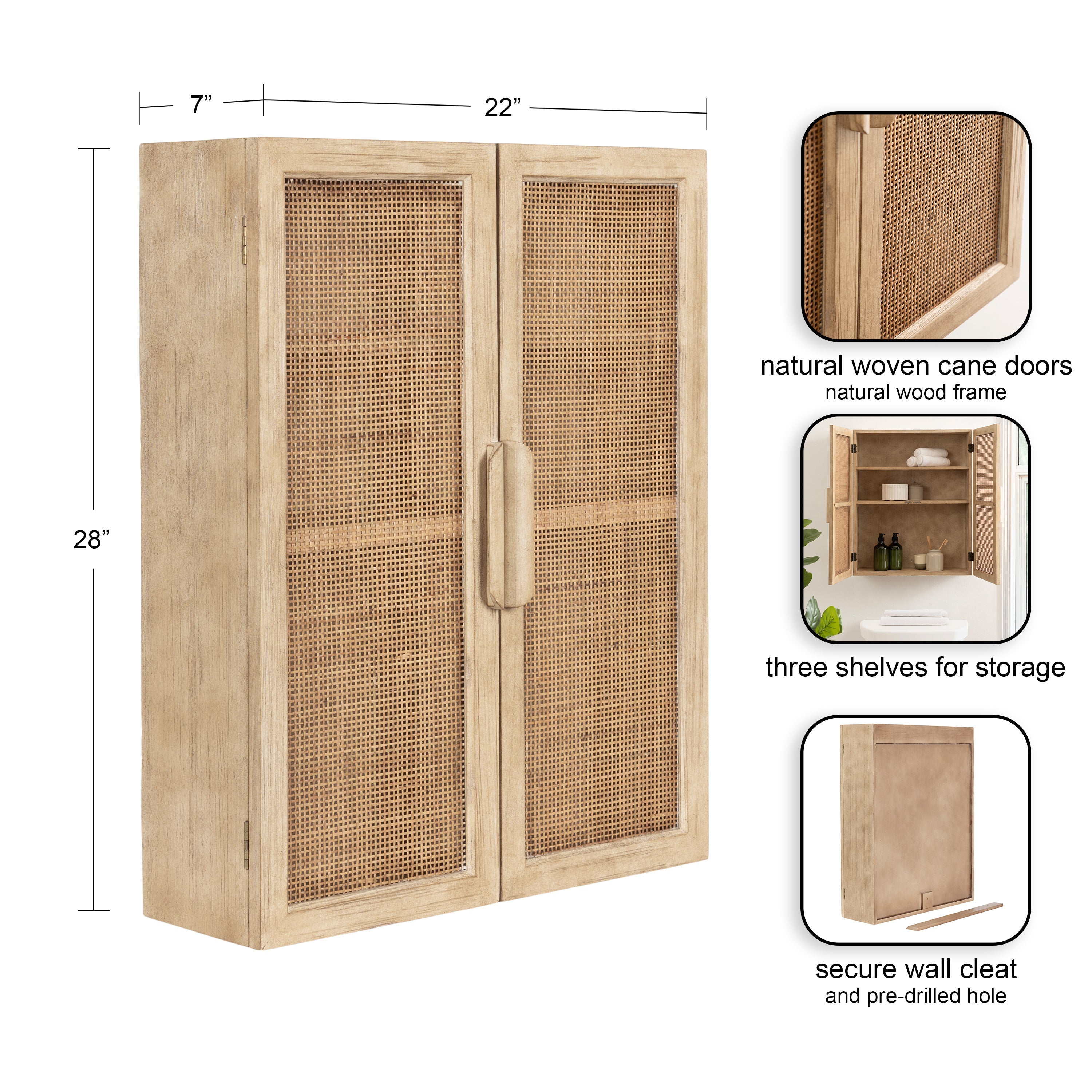 Ori Rattan 2-Door Wall Cabinet