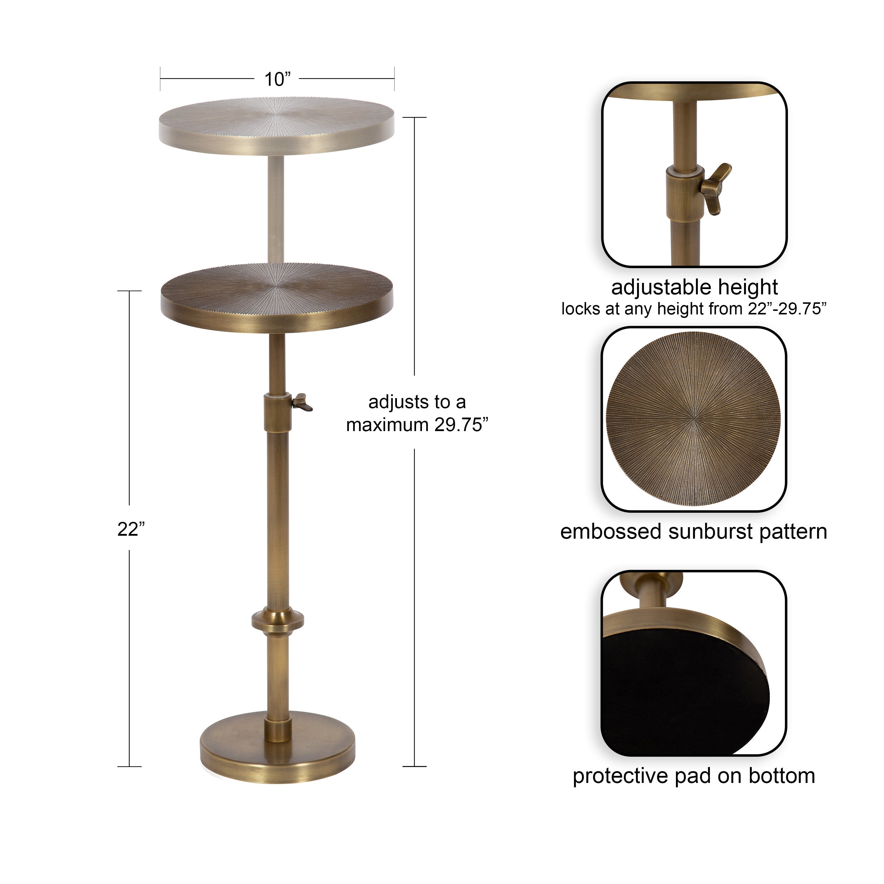 Engles Adjustable Embossed Metal Table and Plant Stand