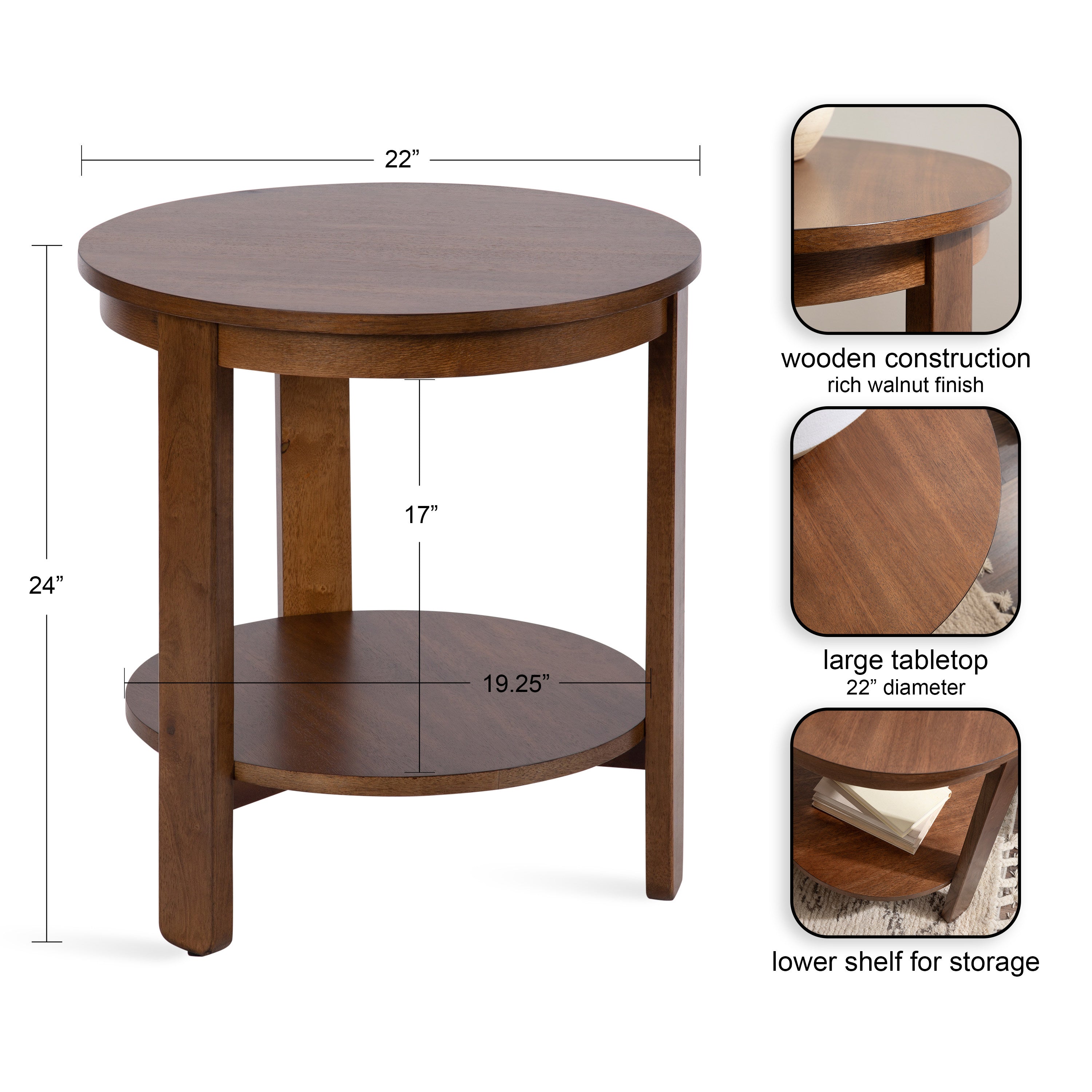 Foxford Round Wood Side Table