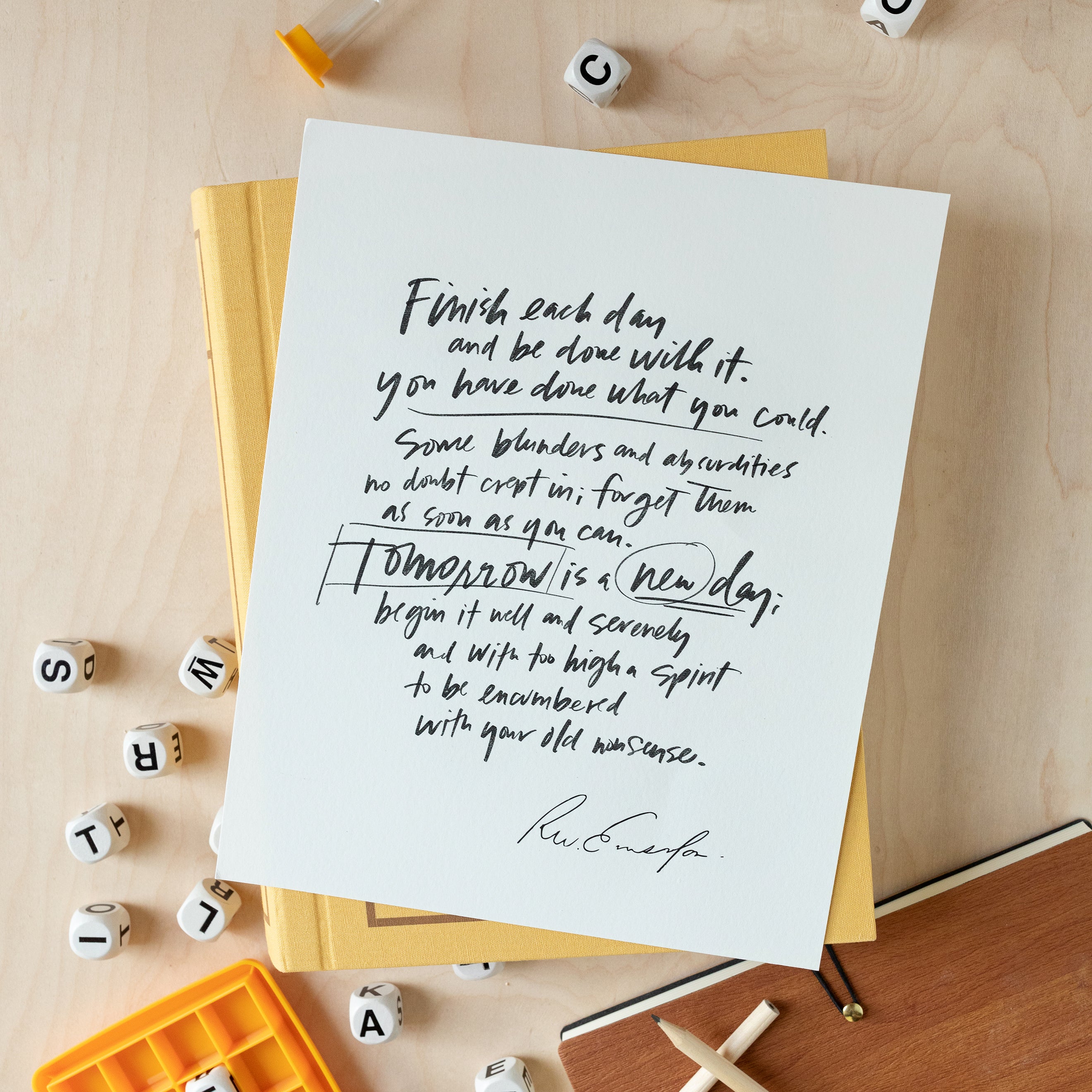 Finish Each Day (Emerson) in Lettering Canvas Wall Art