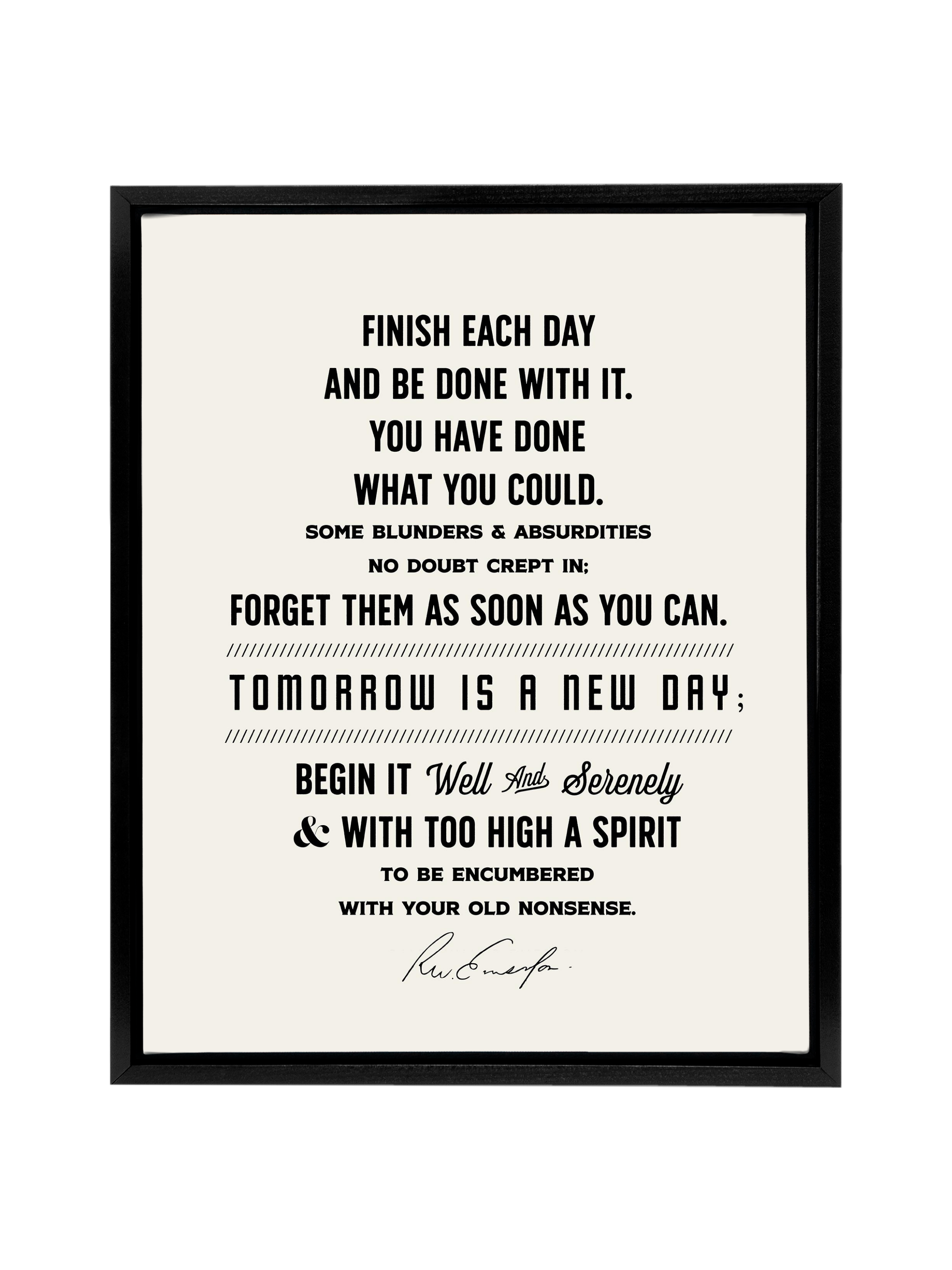 Finish Each Day (Emerson) in Type | Alabaster and Black | Canvas