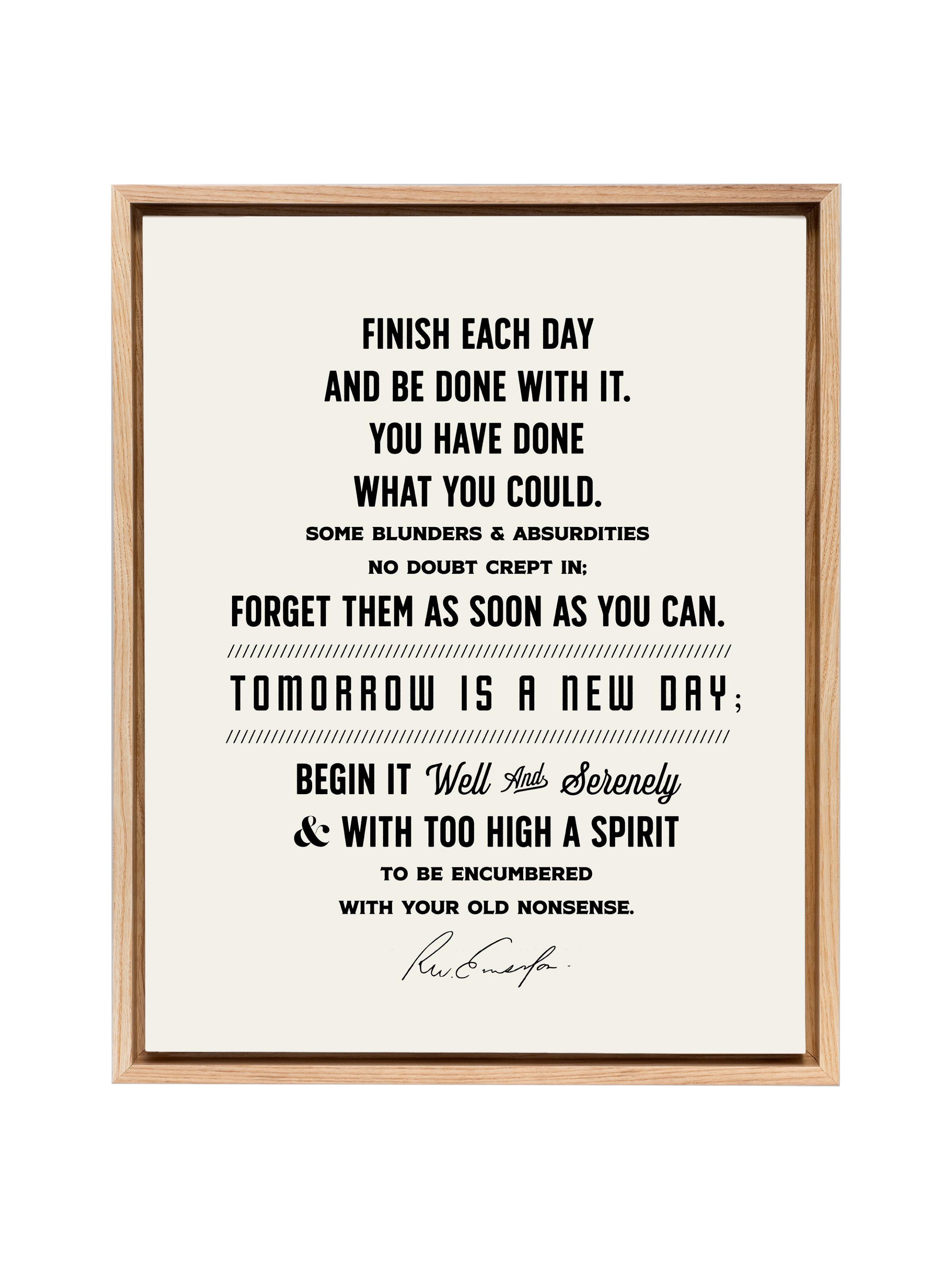 Finish Each Day (Emerson) in Type | Alabaster and Black | Canvas