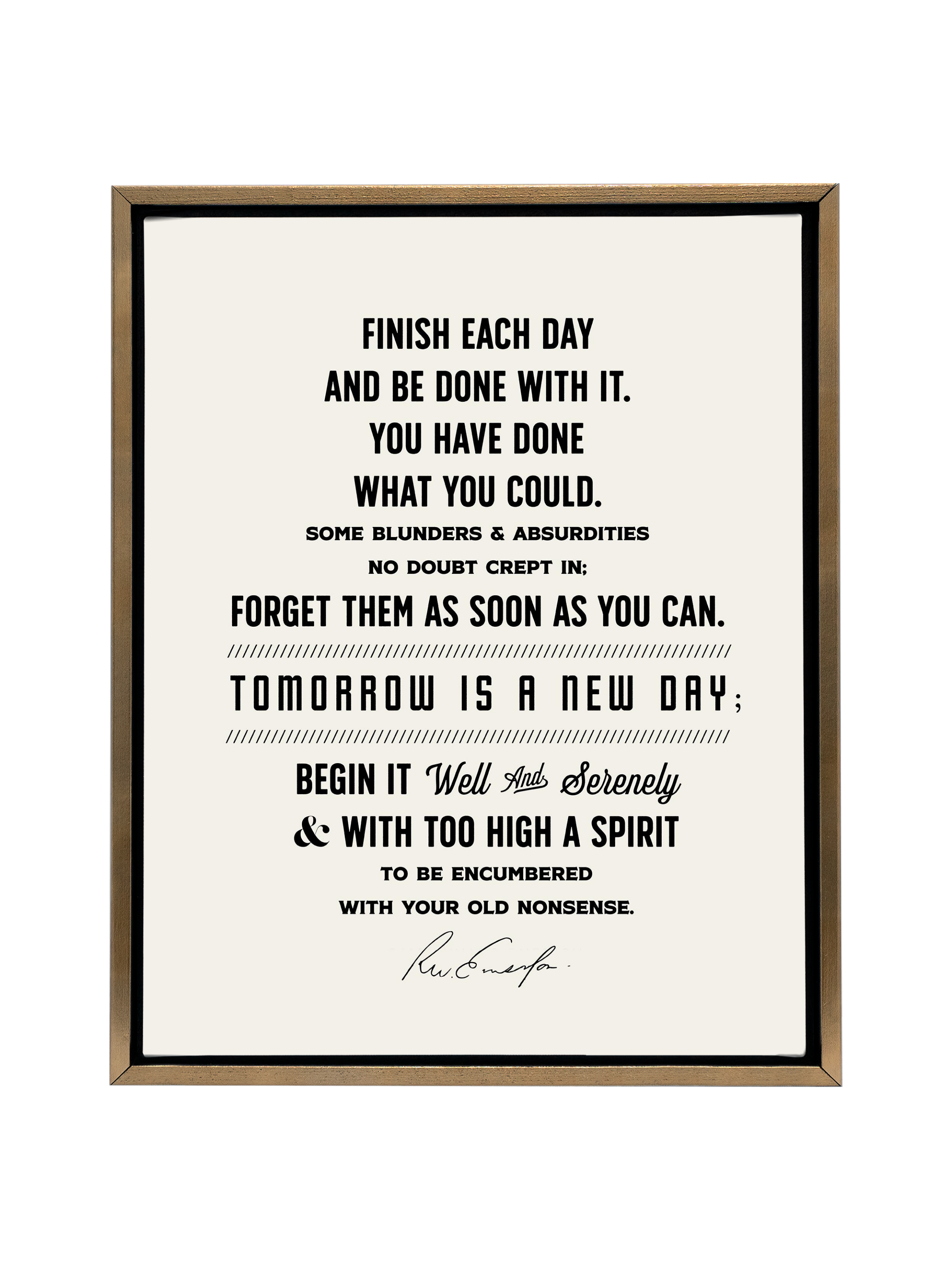 Finish Each Day (Emerson) in Type | Alabaster and Black | Canvas