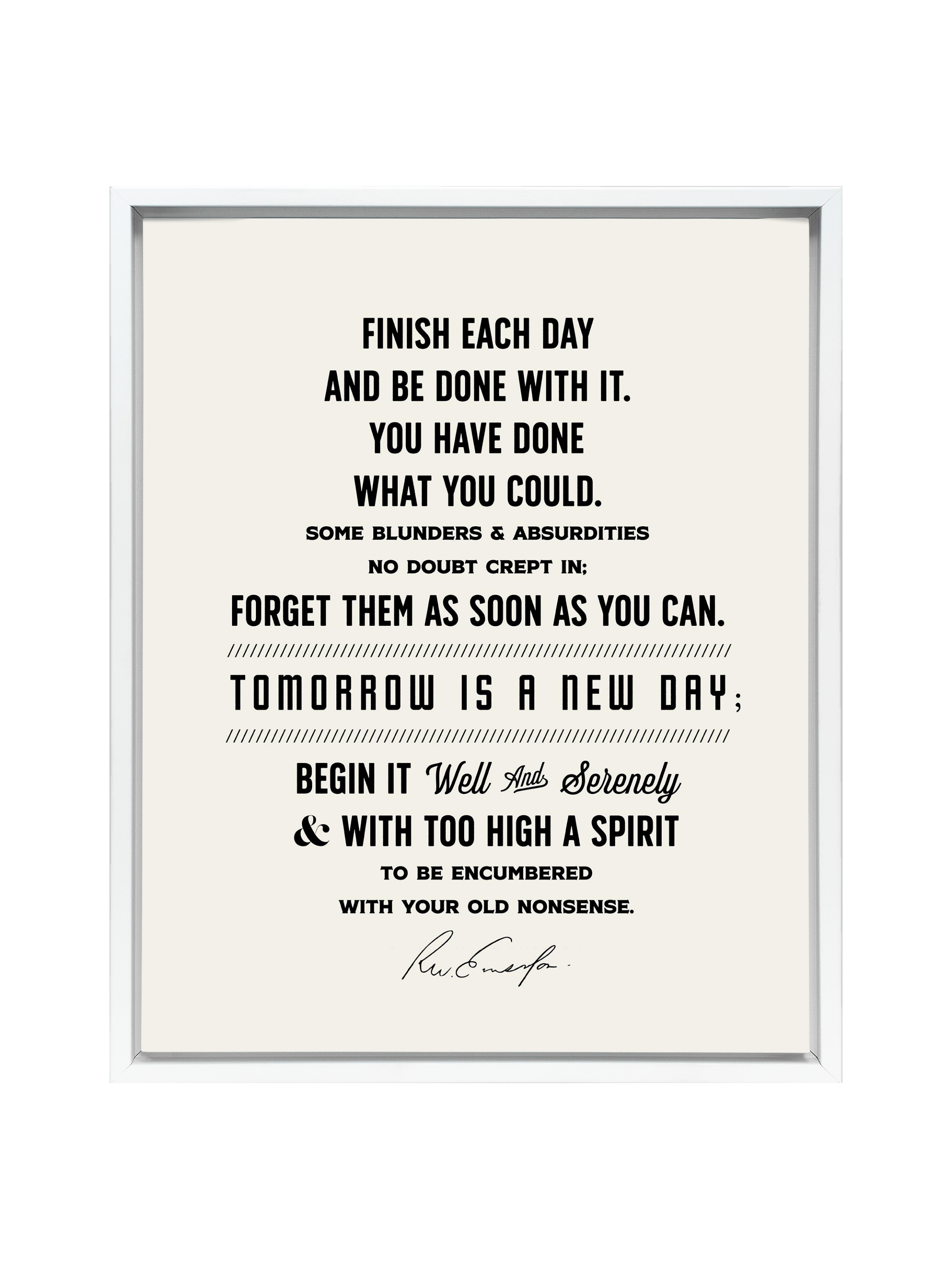 Finish Each Day (Emerson) in Type | Alabaster and Black | Canvas
