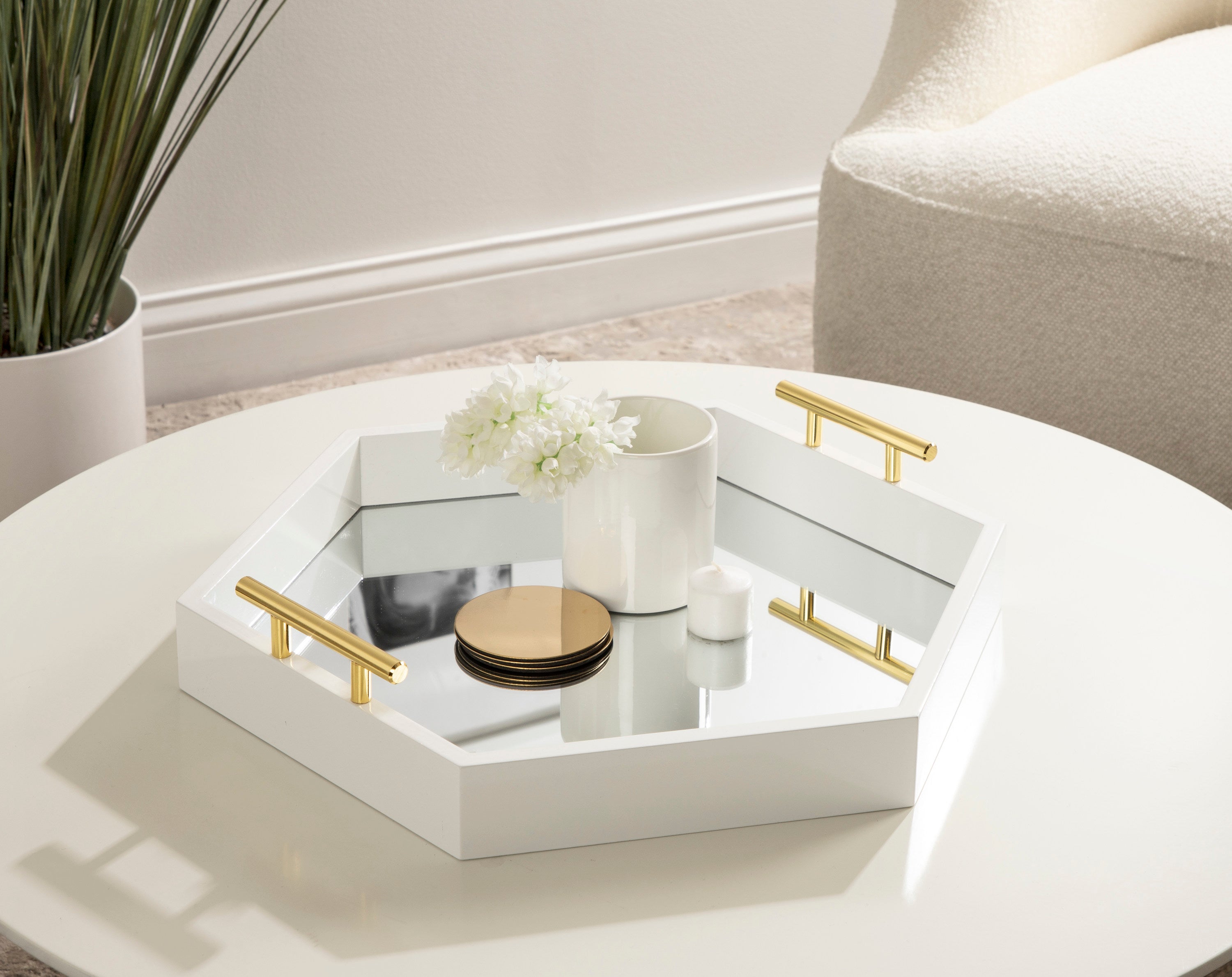 Lipton Hexagon Decorative Tray with Metal Handles