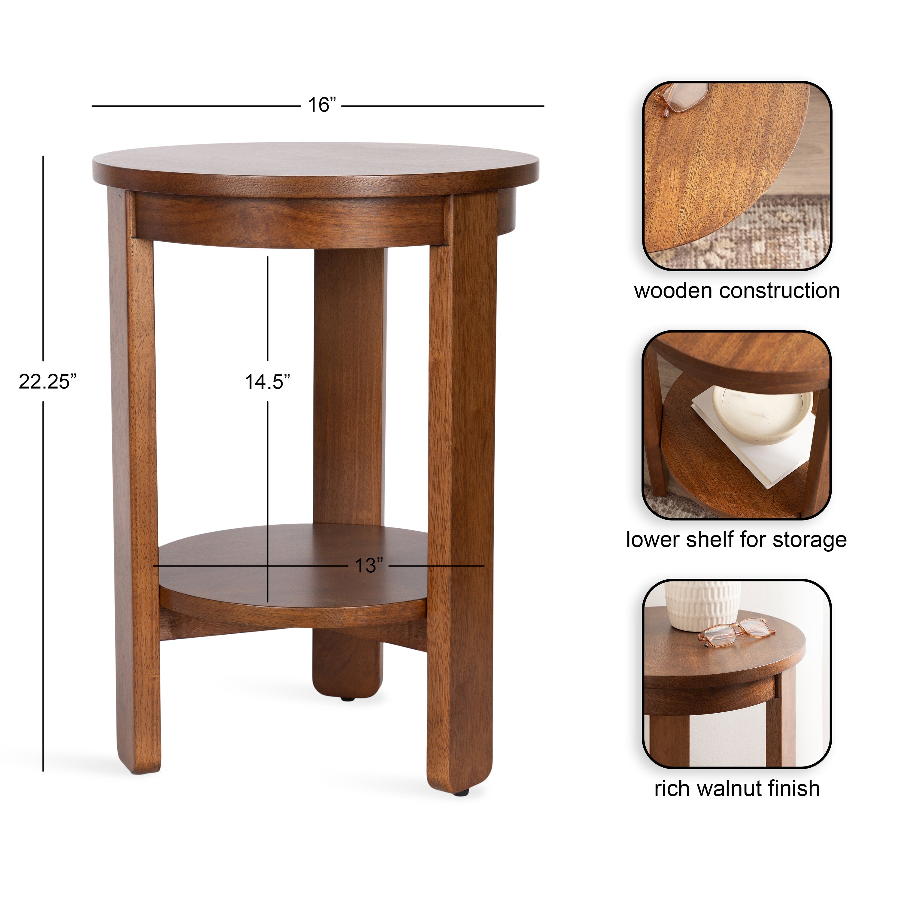 Foxford Round Wood Side Table