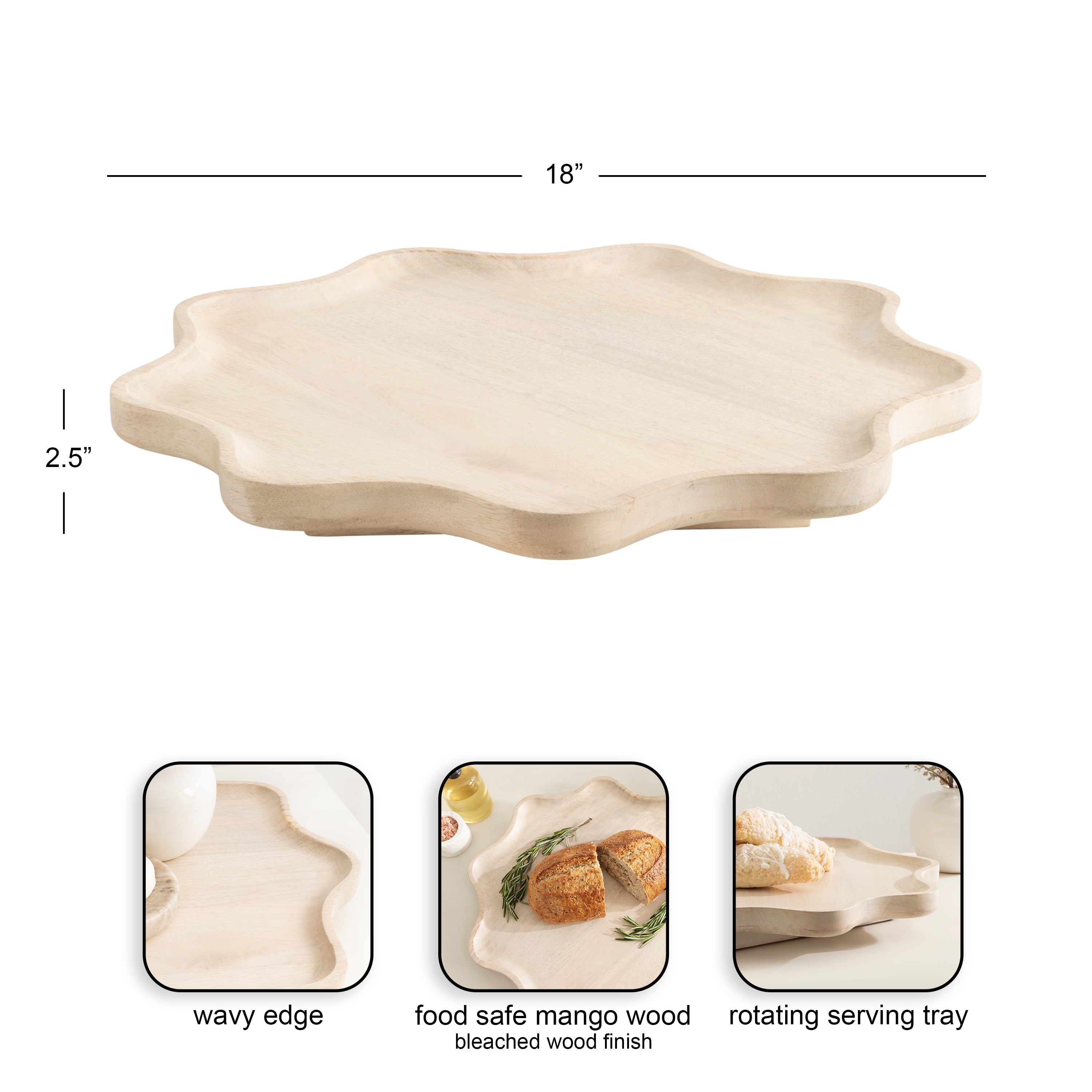 Alezar Wood Lazy Susan Tray