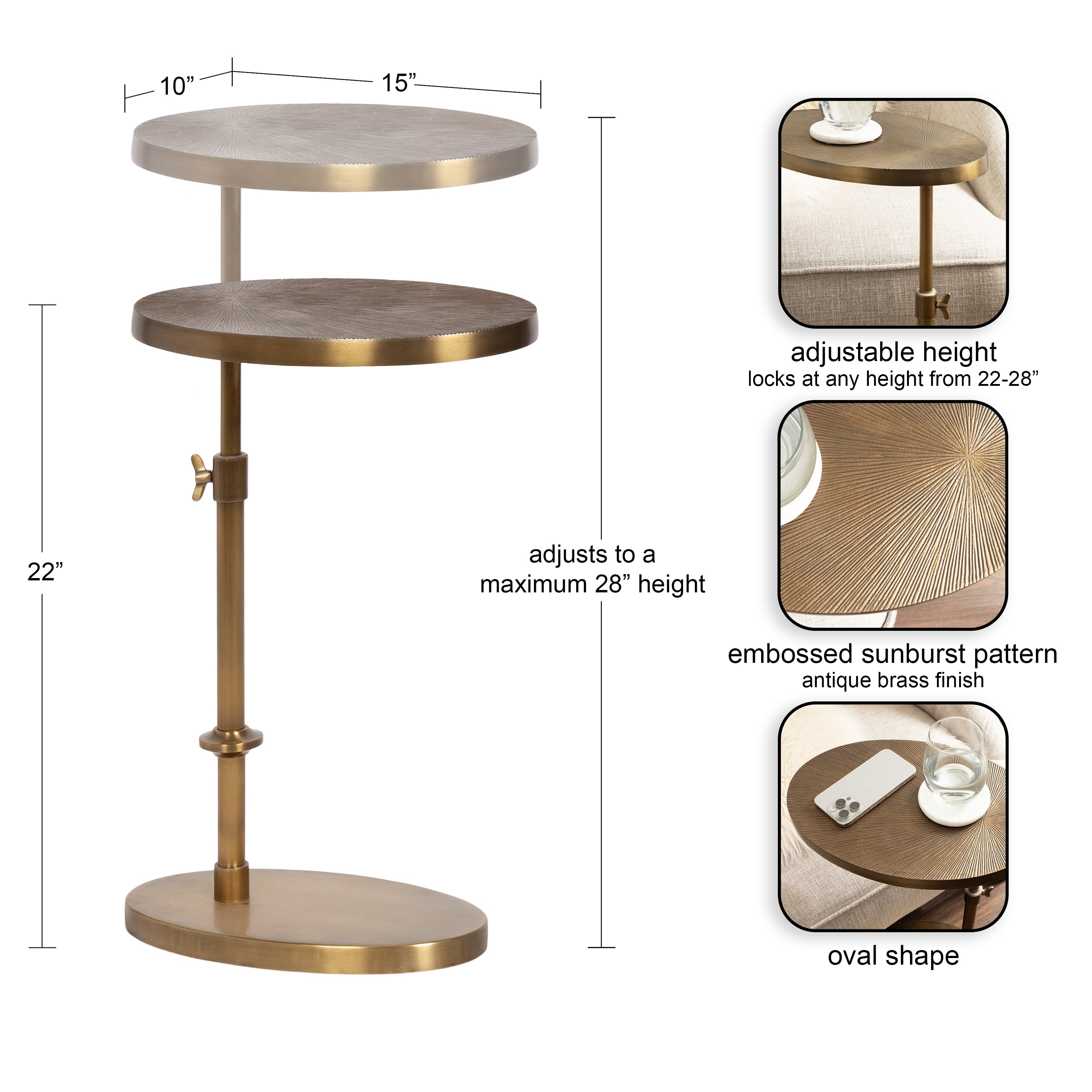 Engles Adjustable Oval Metal Table
