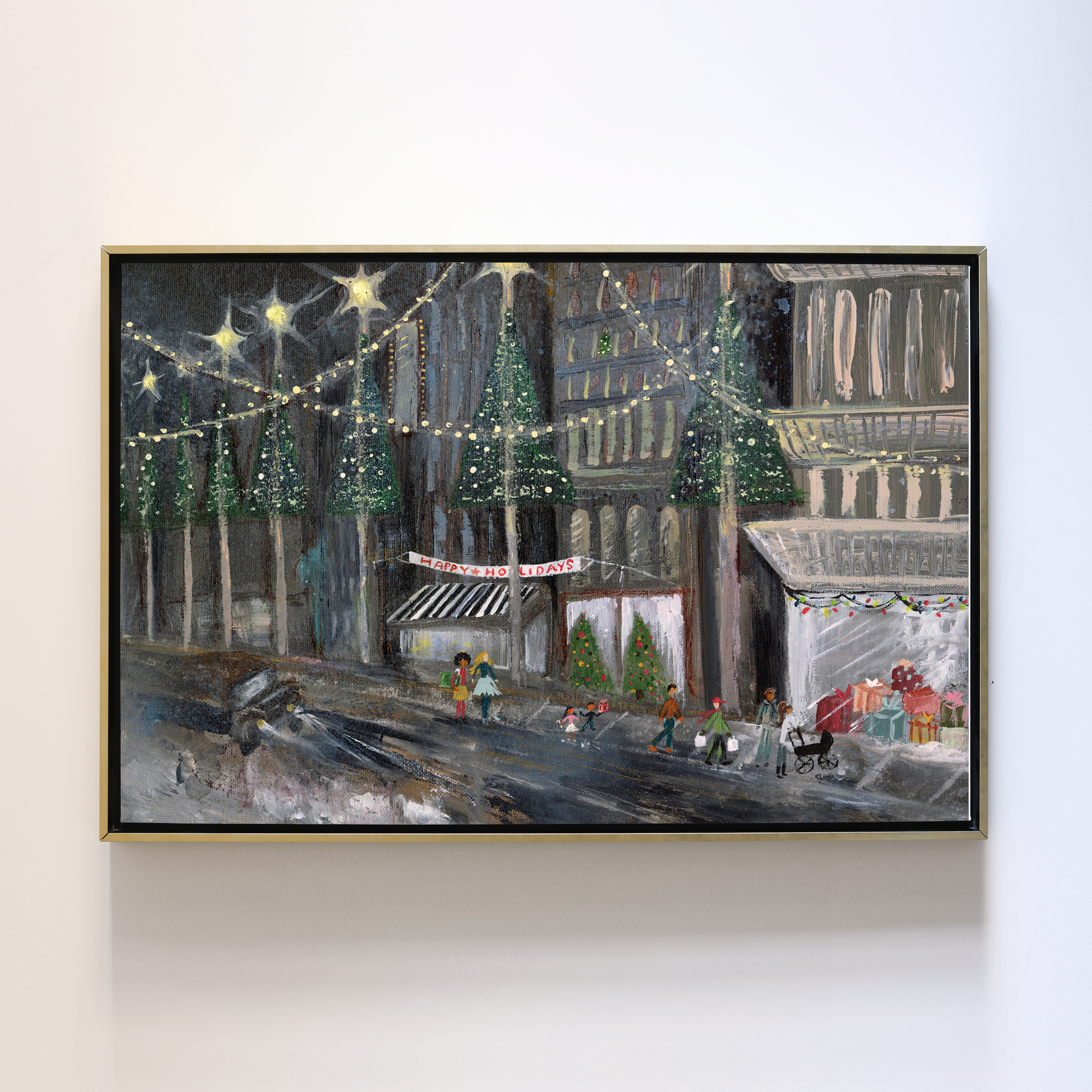 Christmastime in the City Canvas Wall Art