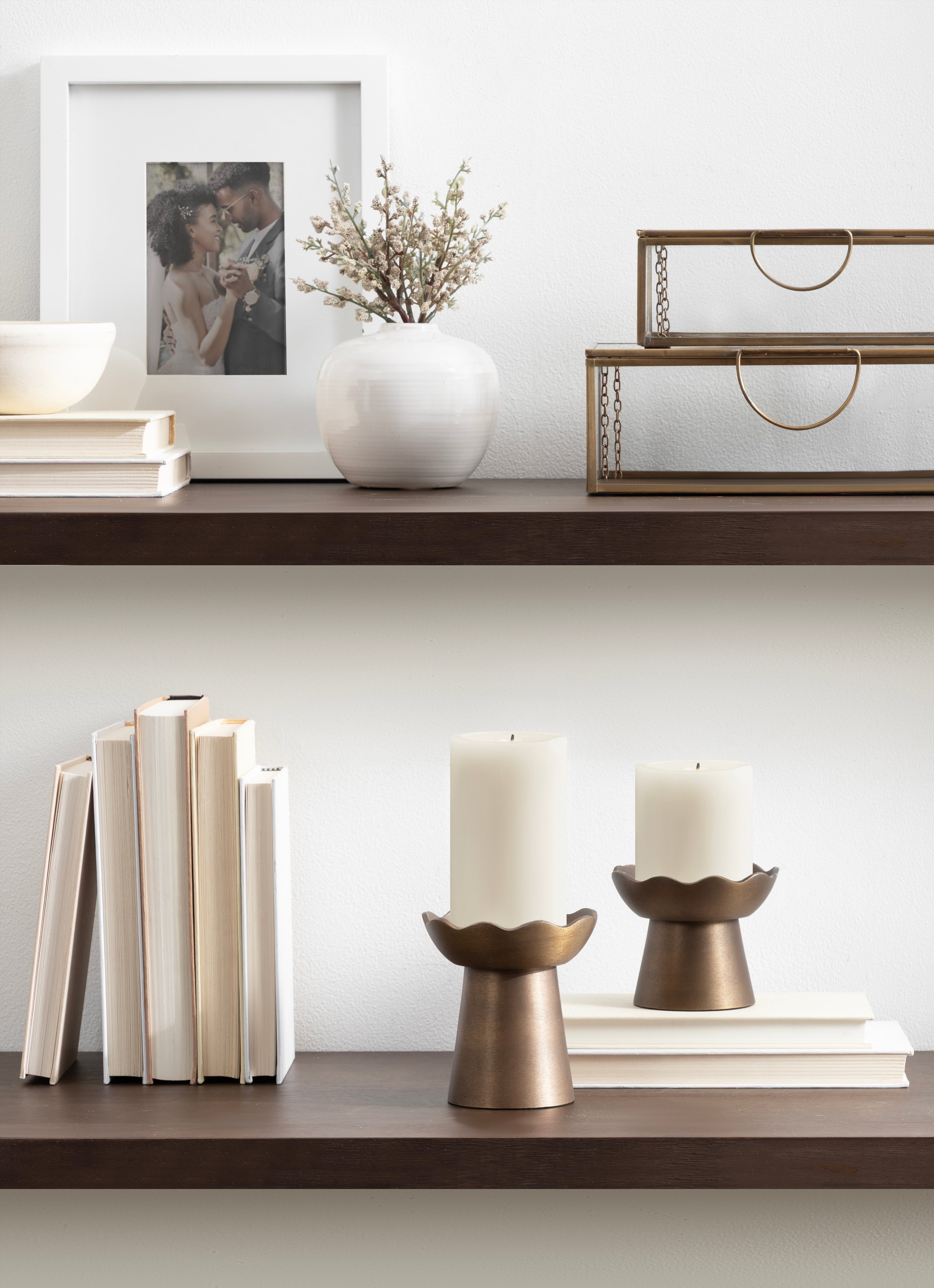 Alessia Metal Pillar Candle Holder Set