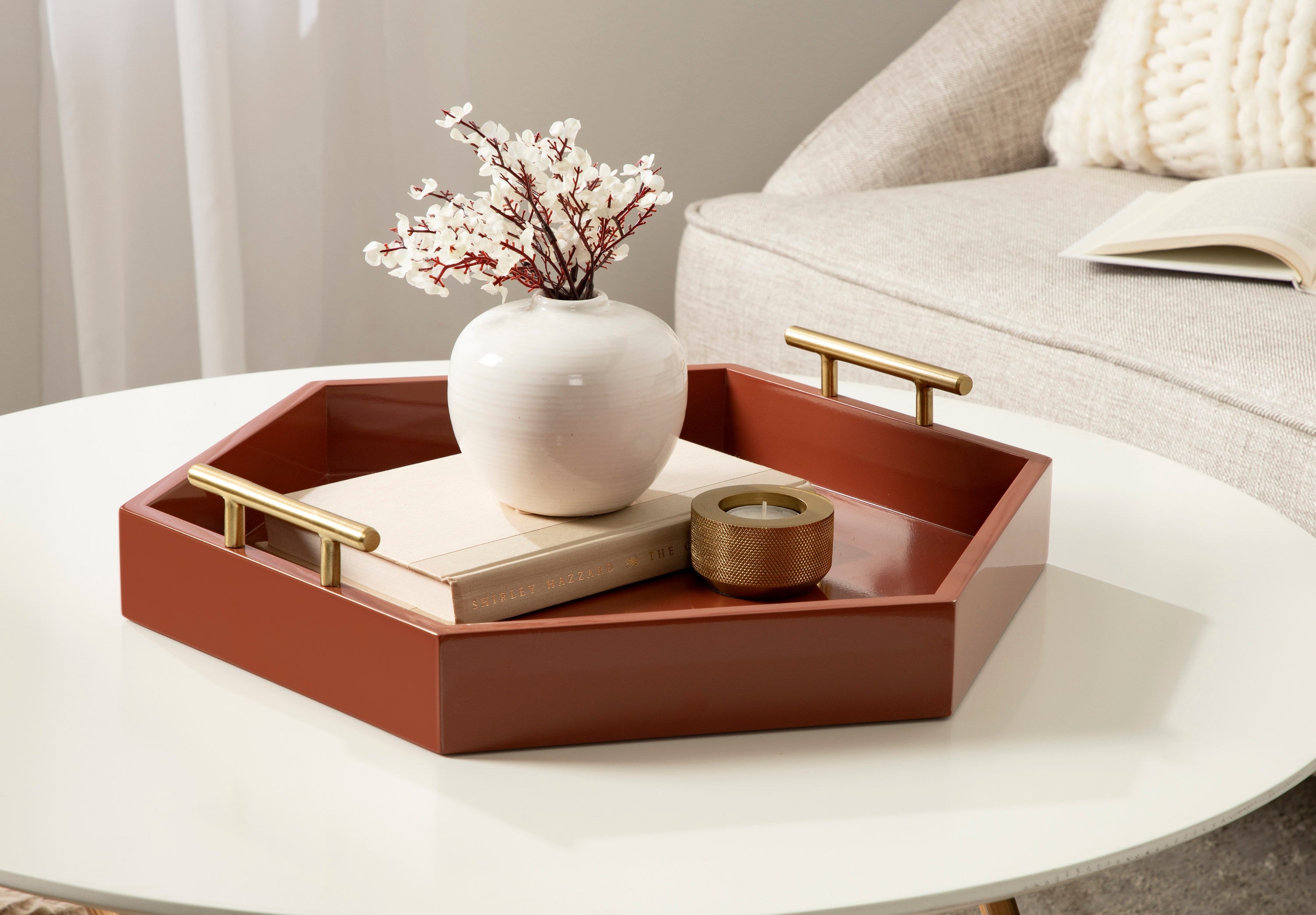 Lipton Hexagon Decorative Tray with Metal Handles