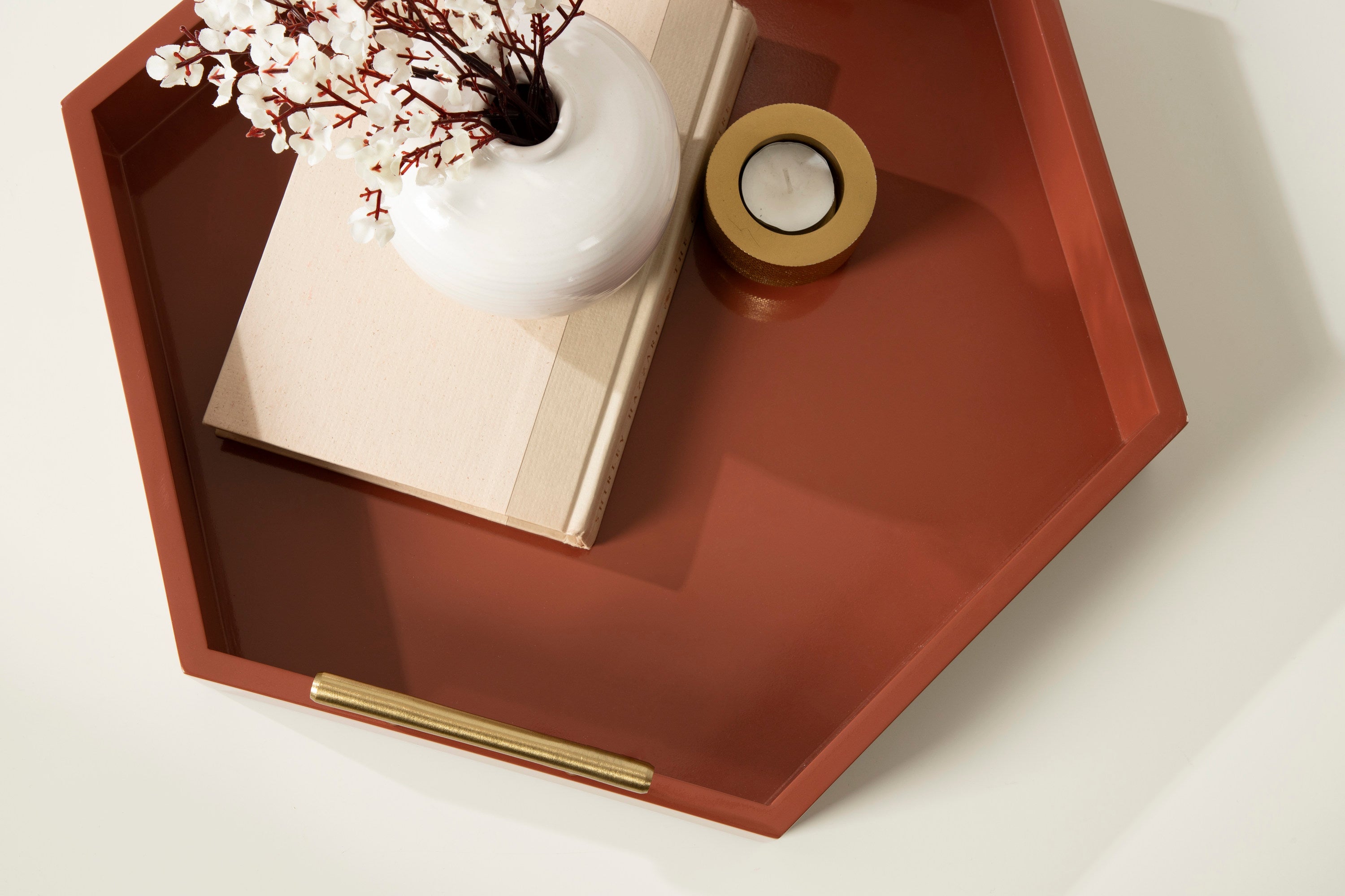 Lipton Hexagon Decorative Tray with Metal Handles