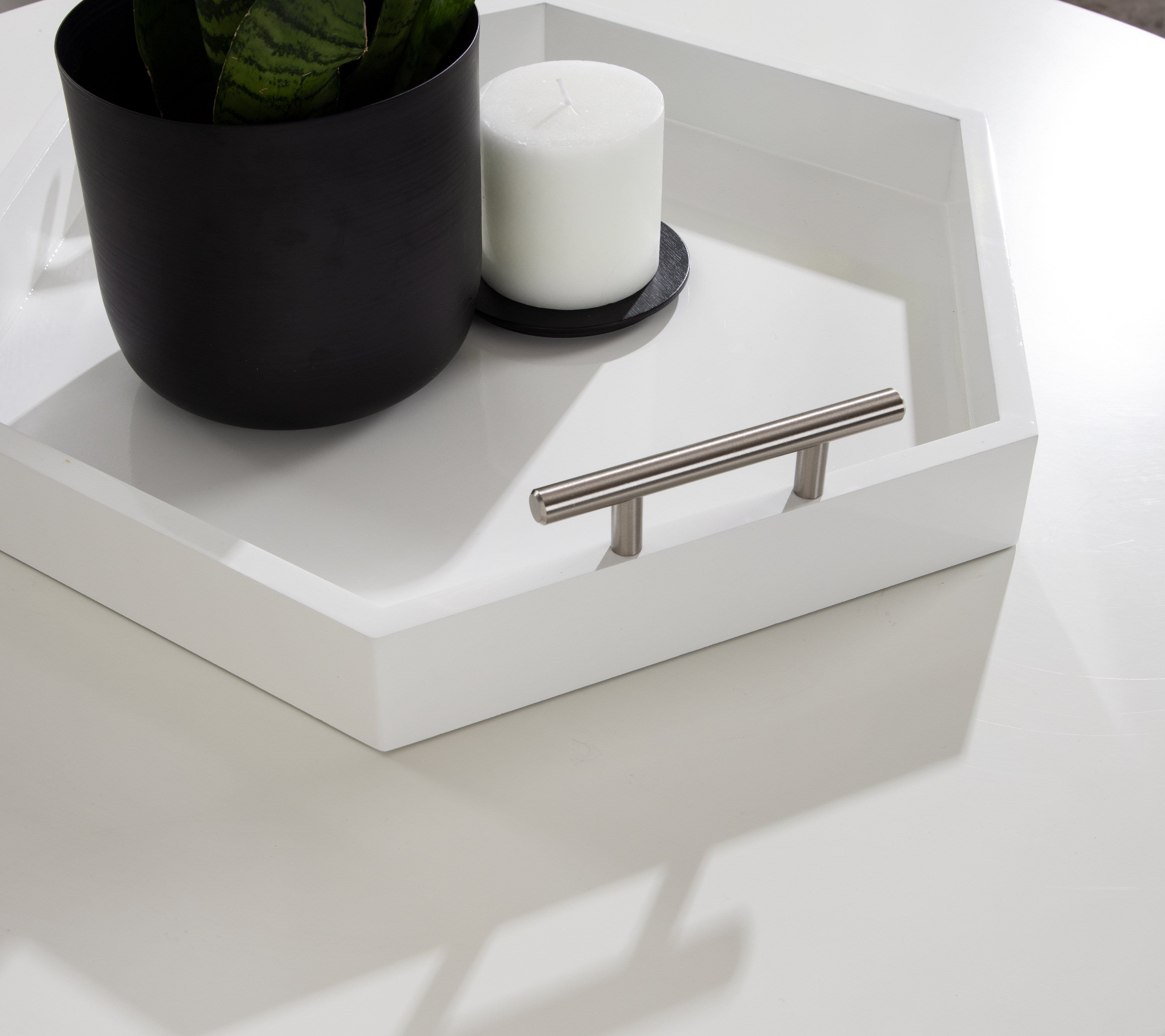 Lipton Hexagon Decorative Tray with Metal Handles