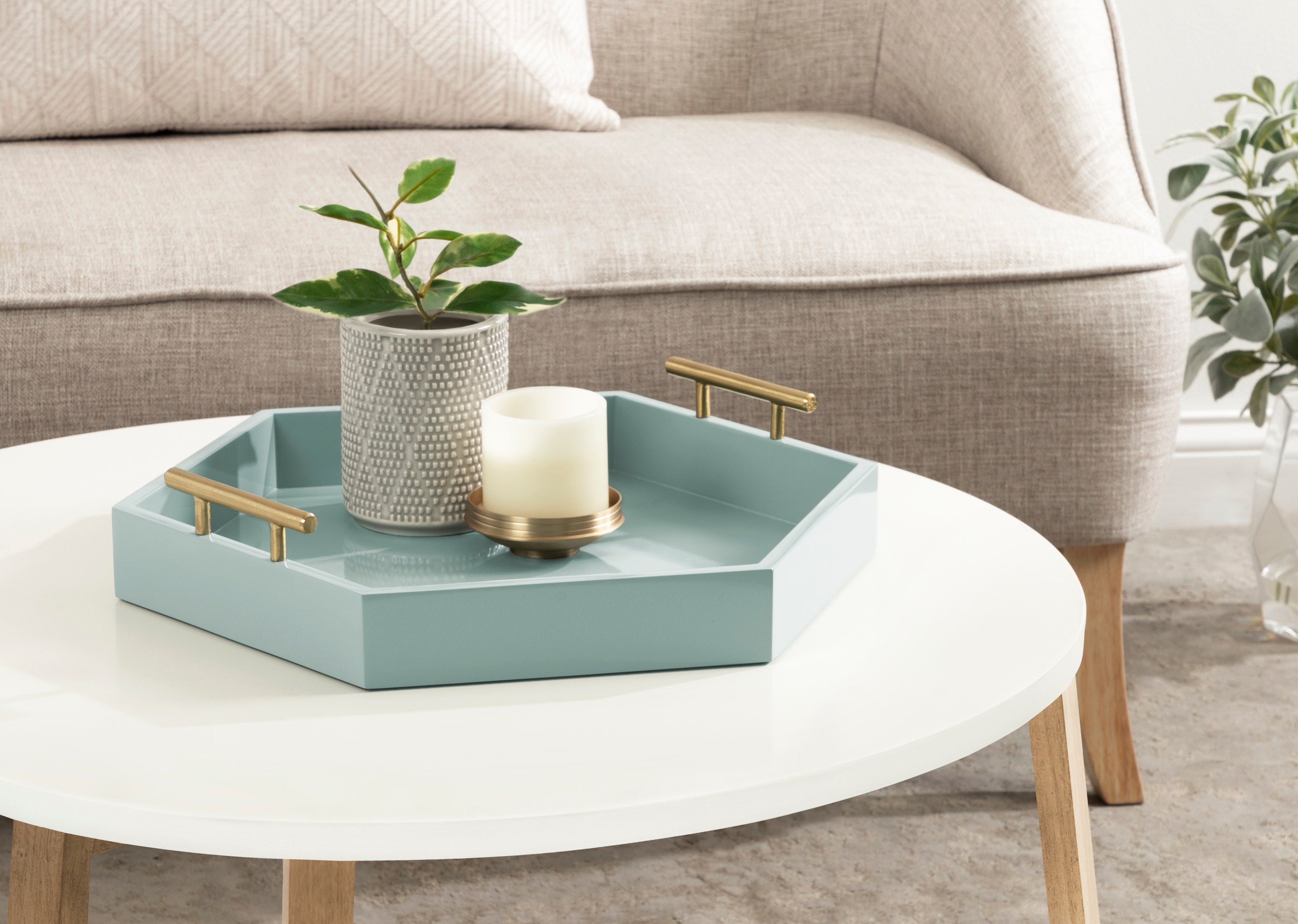 Lipton Hexagon Decorative Tray with Metal Handles