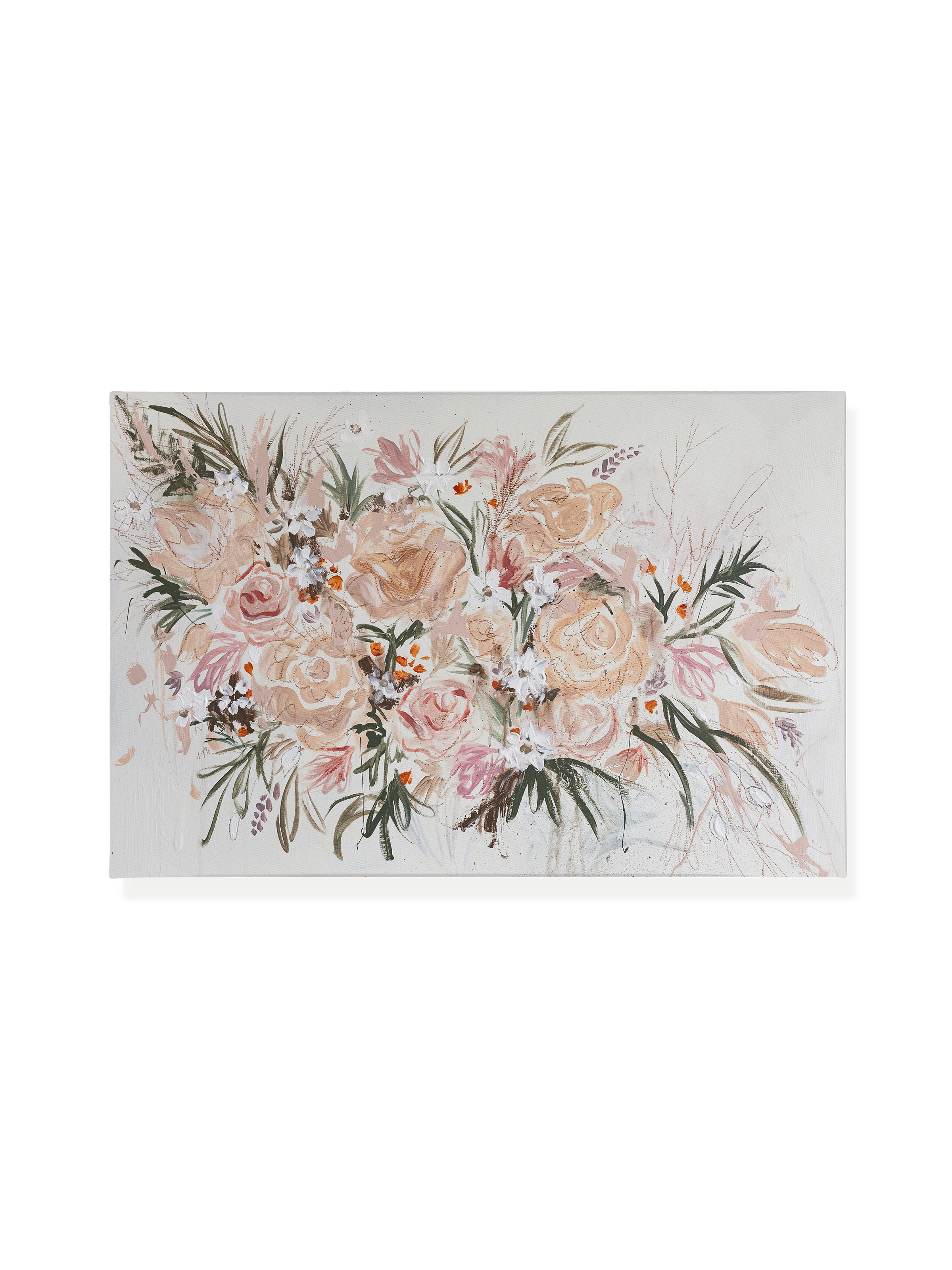 Peachy Dutch Floral Textured Canvas Wall Art