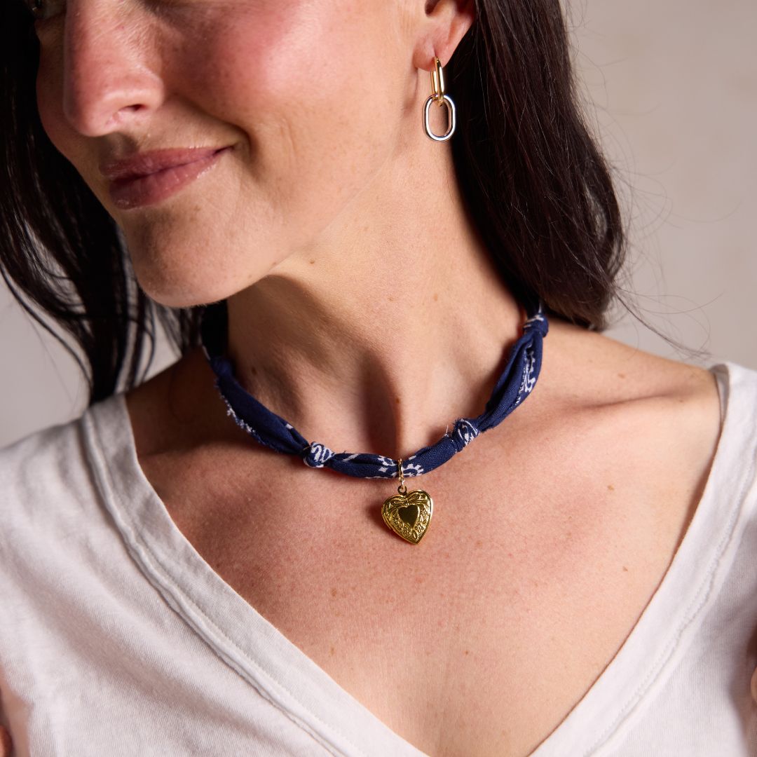 Navy Bandana Necklace