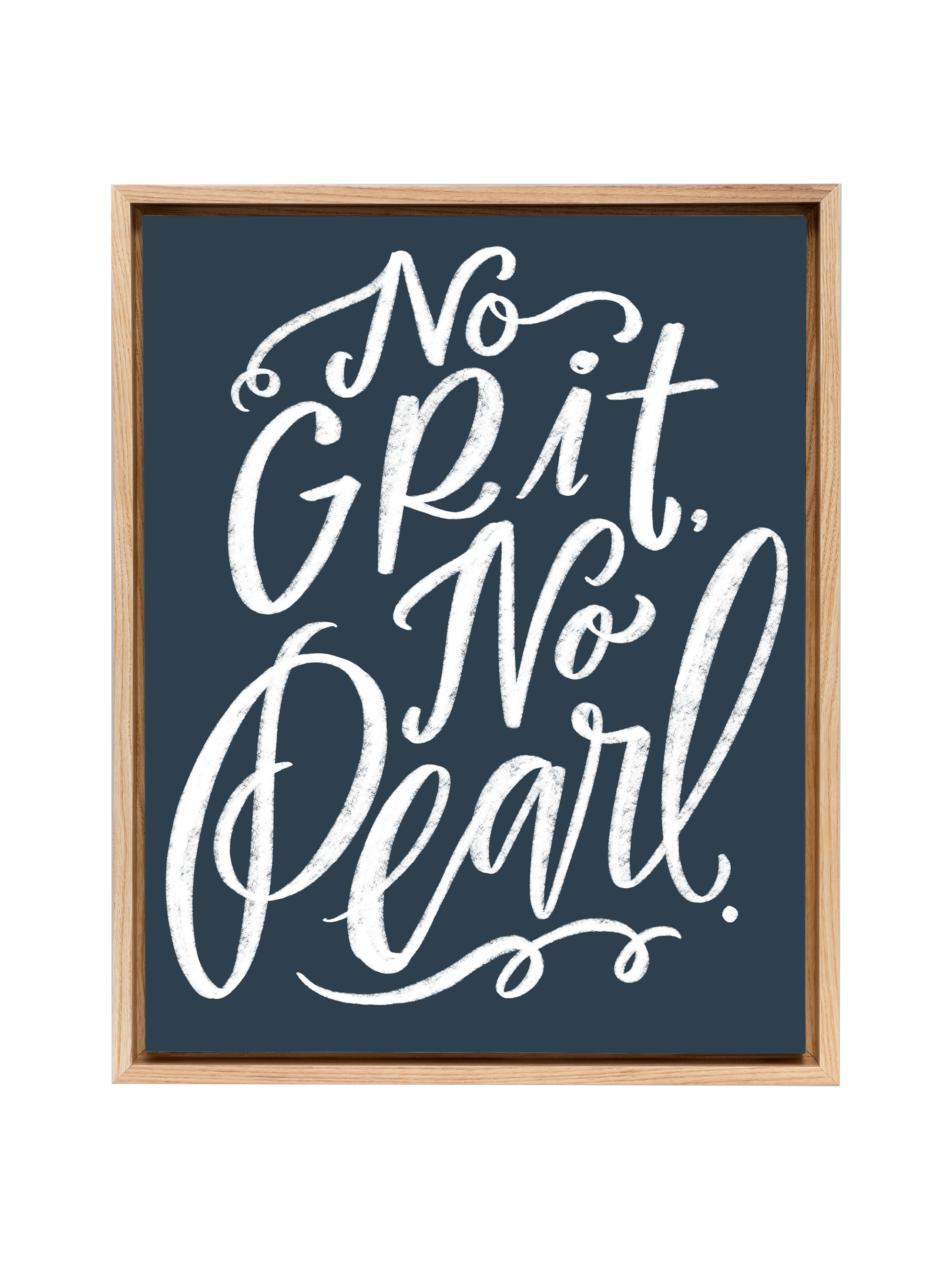 No Grit, No Pearl | Interior Navy | Canvas
