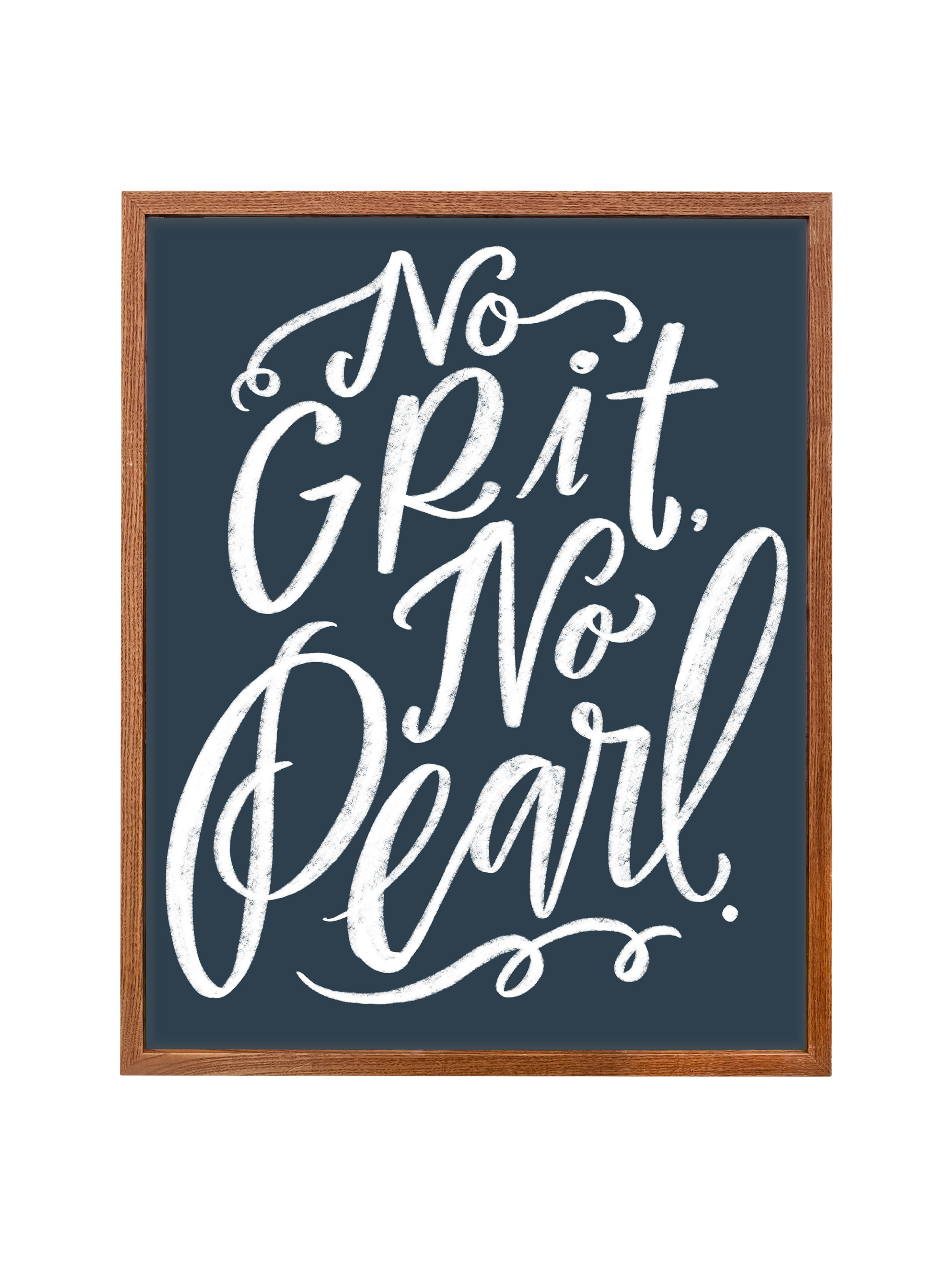 No Grit, No Pearl | Interior Navy | Canvas