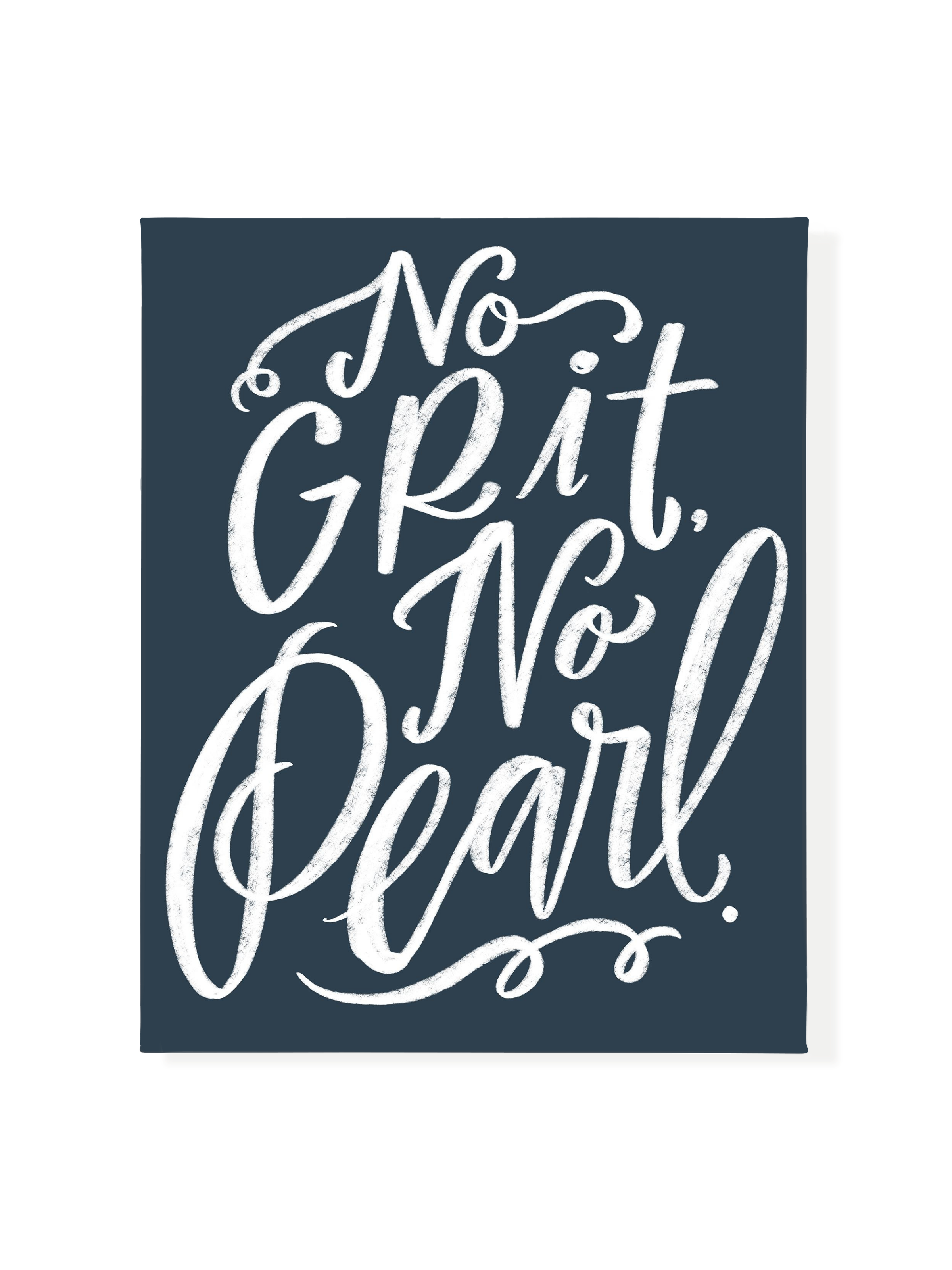 No Grit, No Pearl | Interior Navy | Canvas