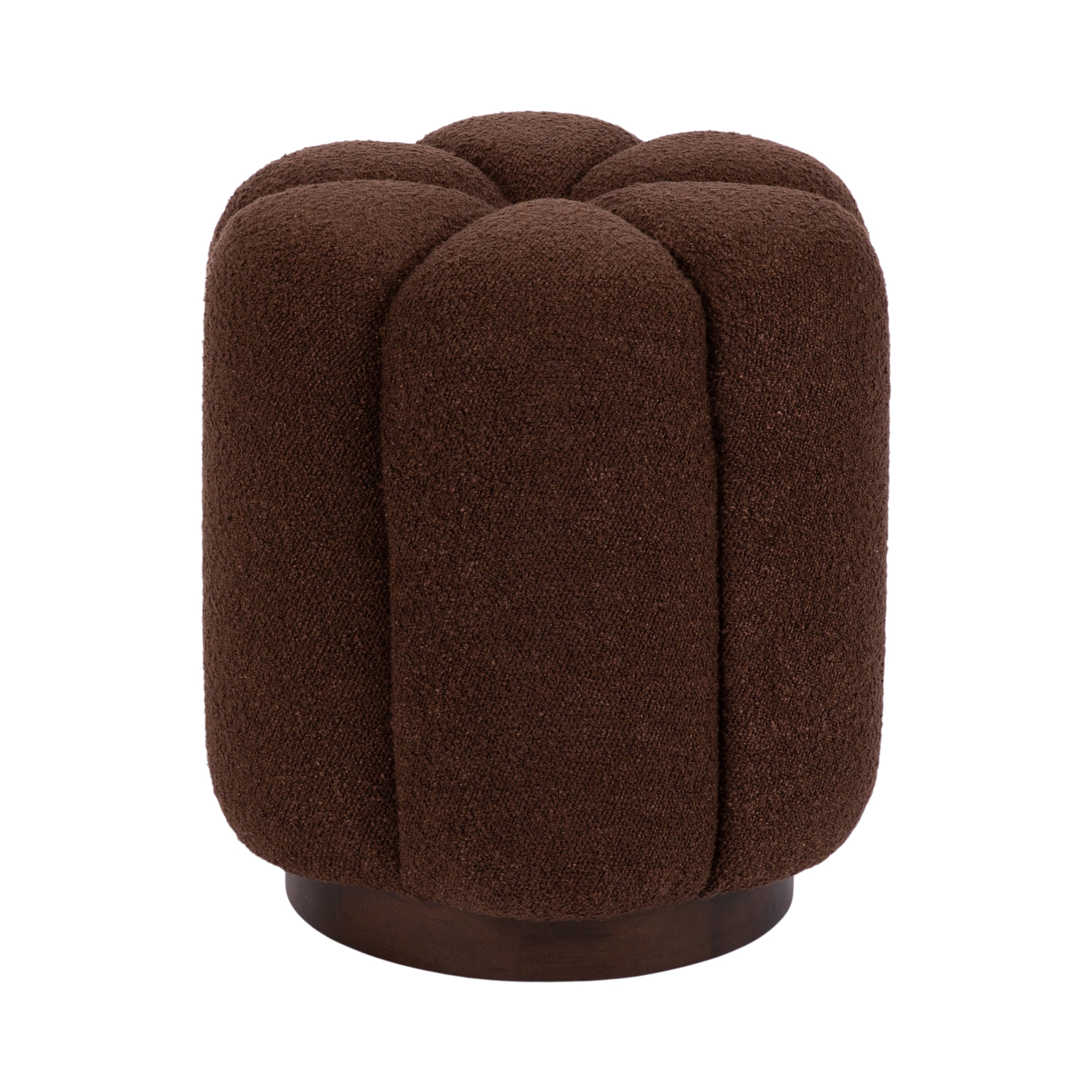 Lucida Round Tufted Ottoman Fabric and Wood
