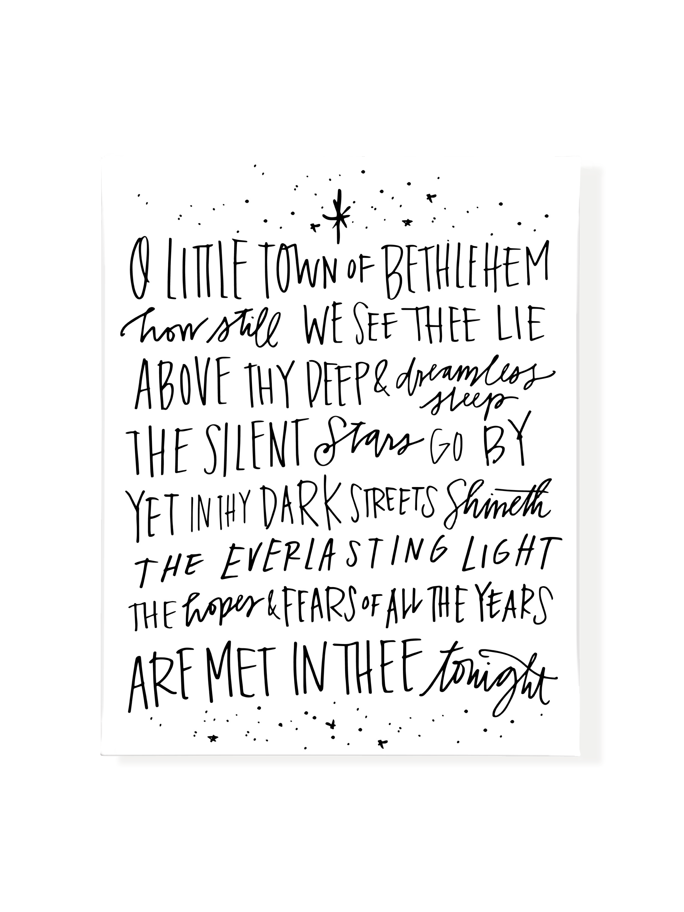 O Little Town of Bethlehem | Pure White | Canvas