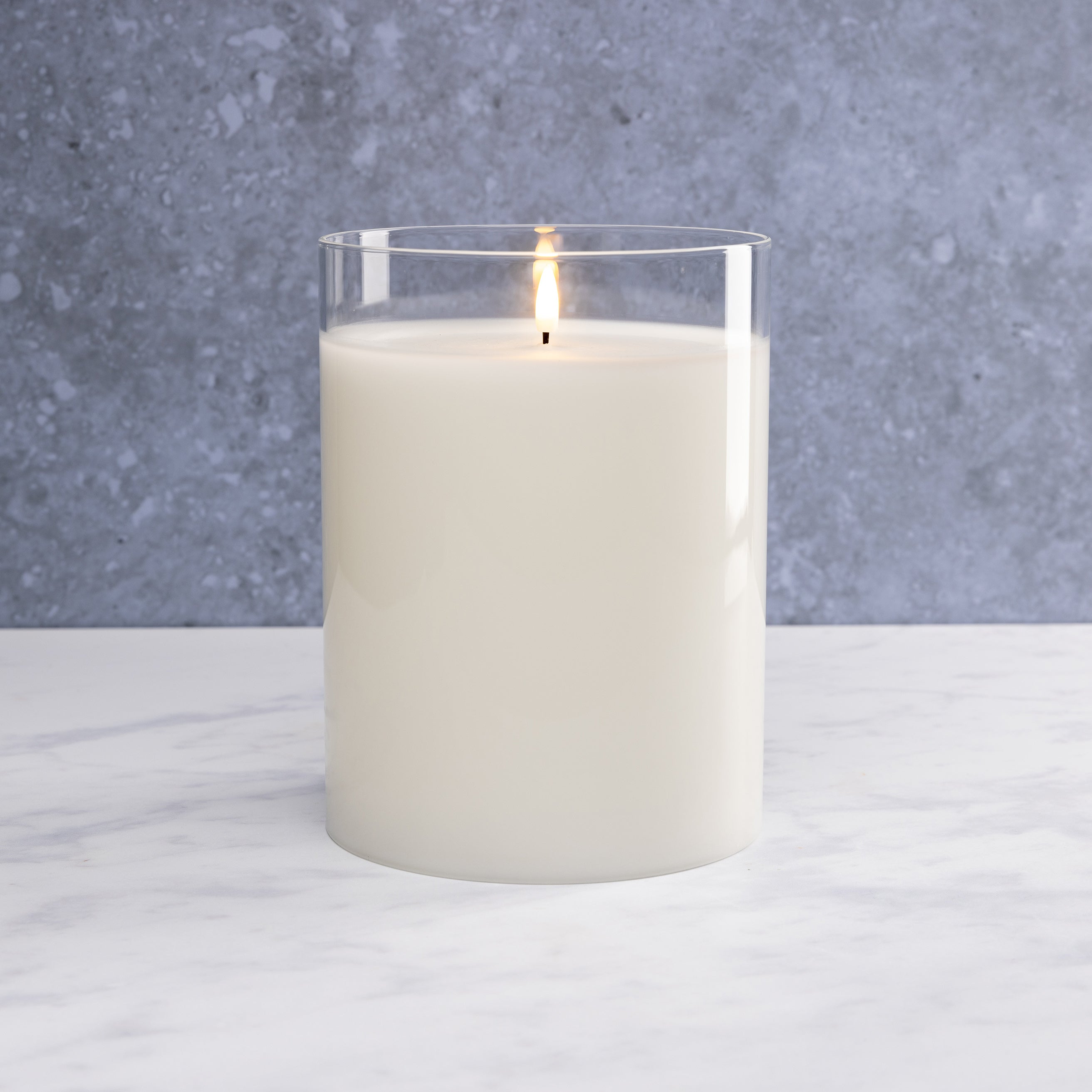 Huge White LED Flameless Hurricane Glass Candle