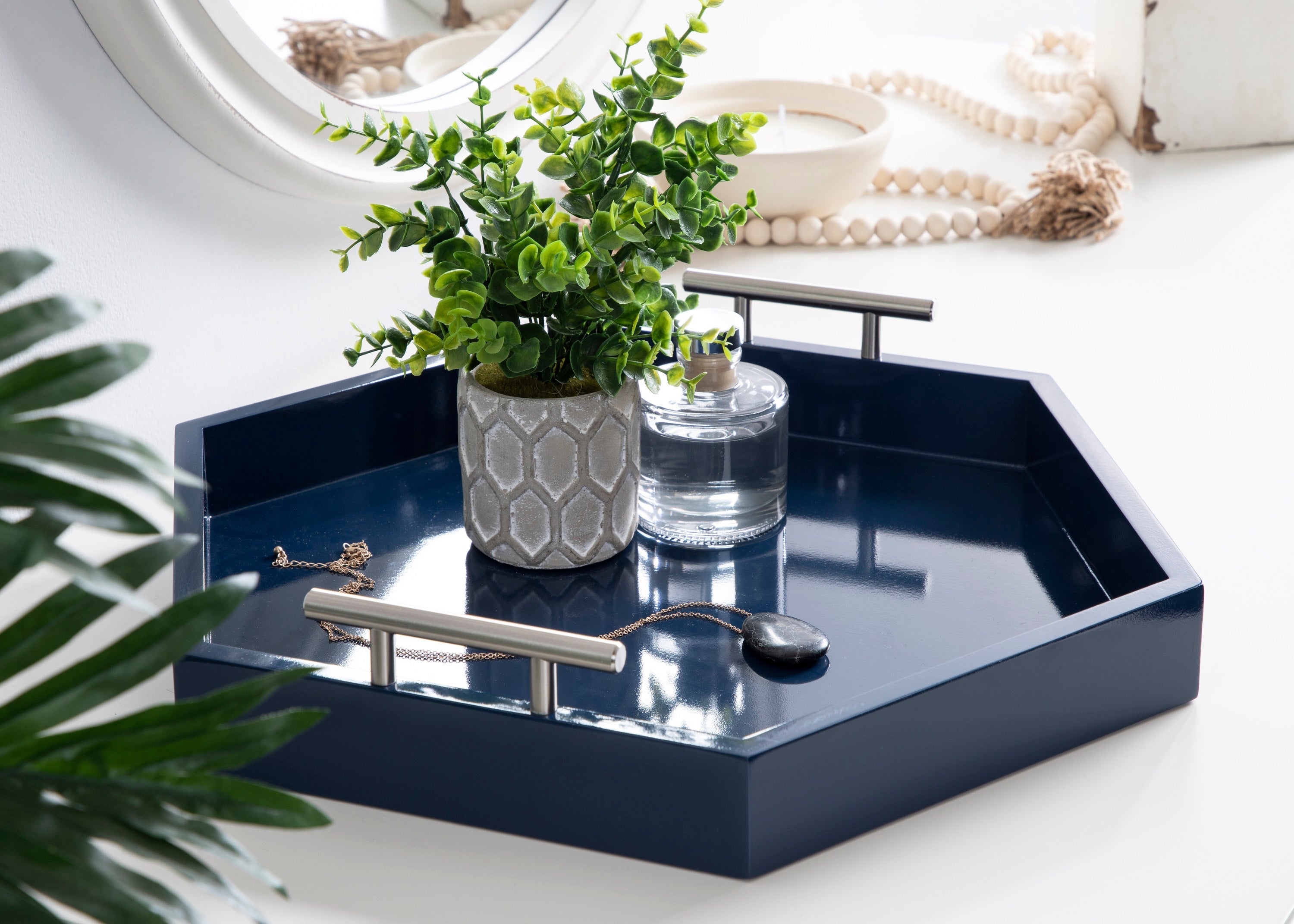 Lipton Hexagon Decorative Tray with Metal Handles