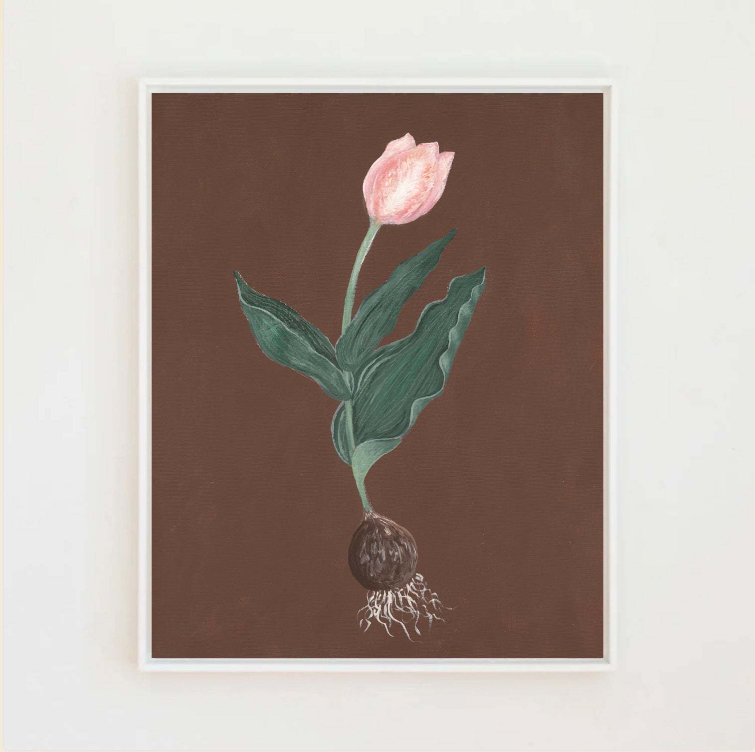 Pink Tulip Botanical Canvas Wall Art