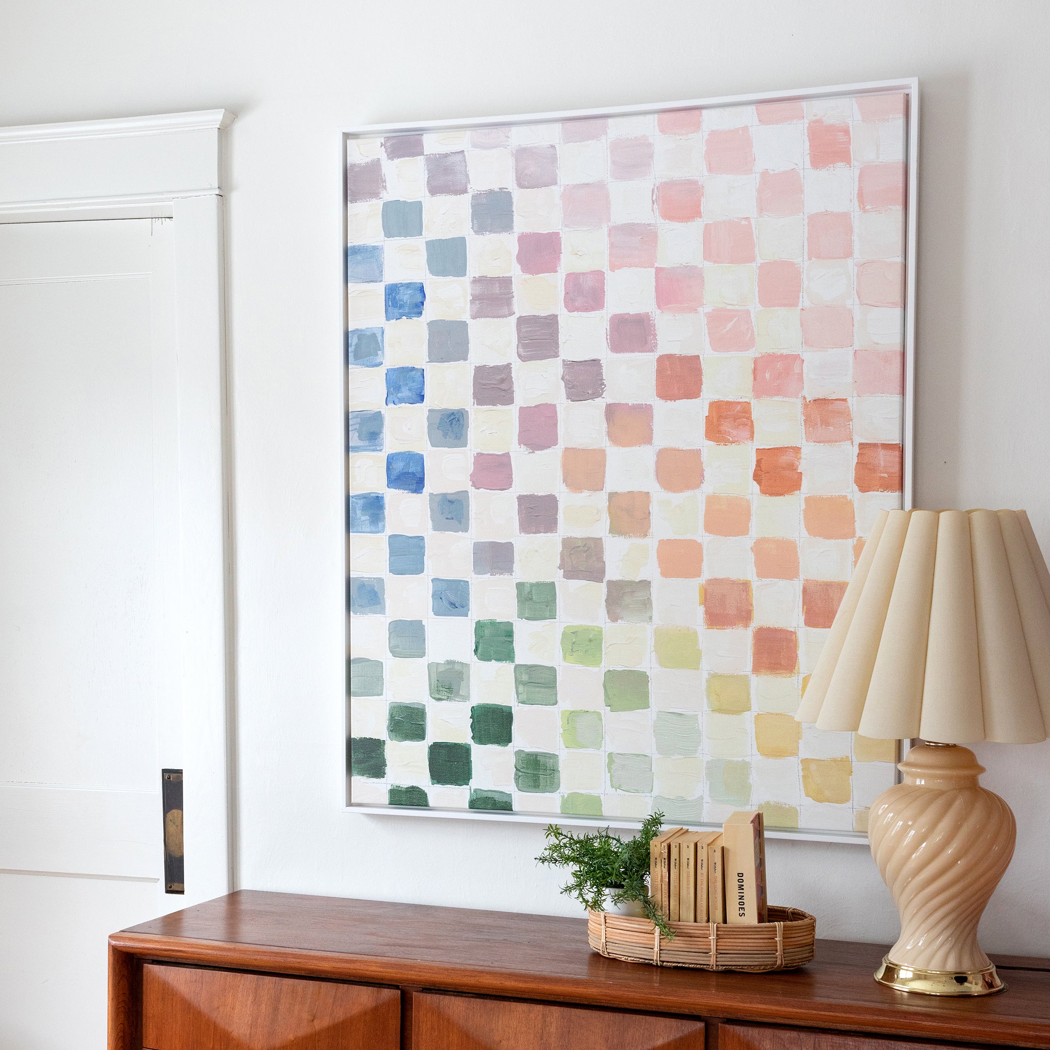 Rainbow Checks Canvas Wall Art