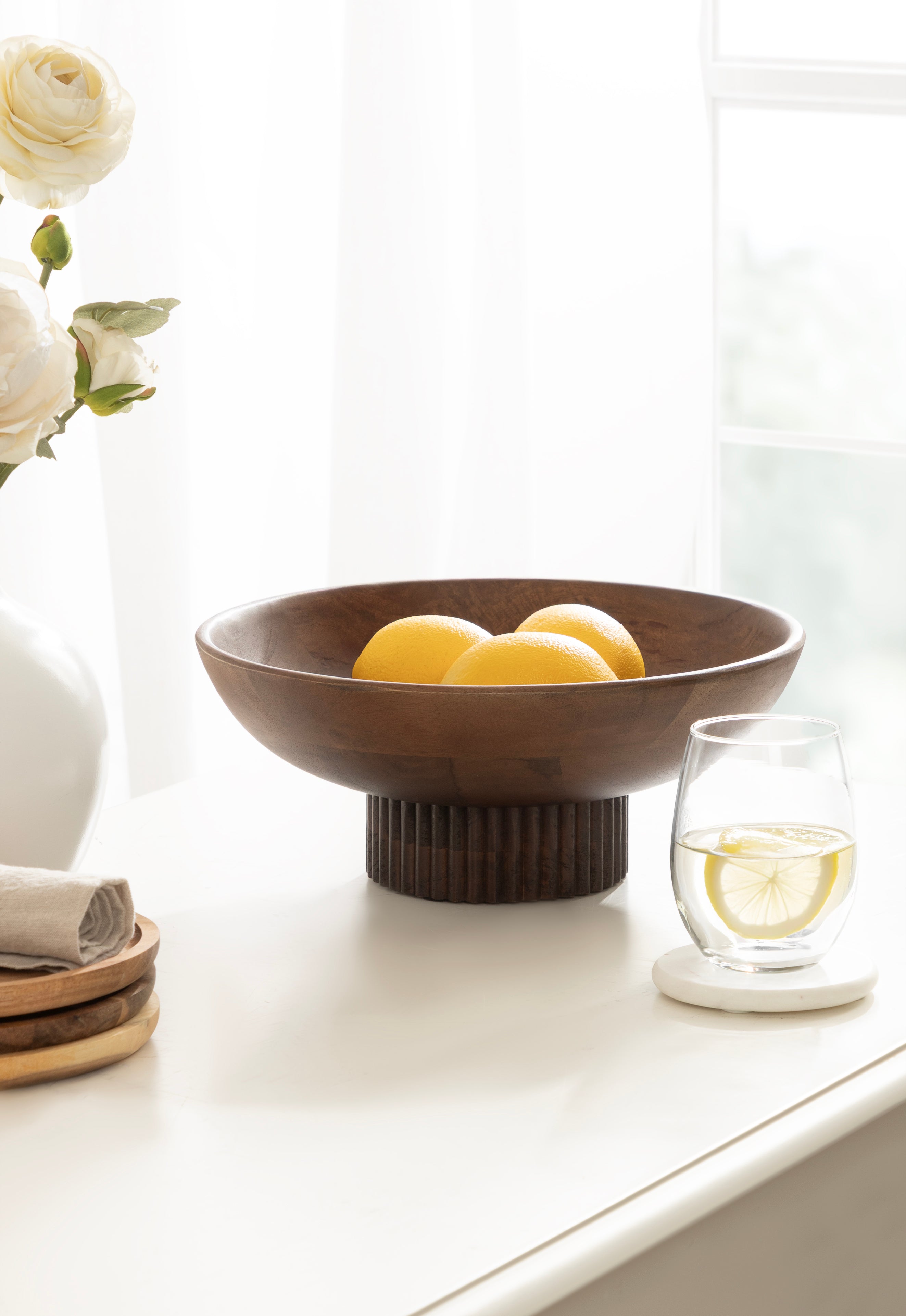 Rooks Ribbed Wood Bowl