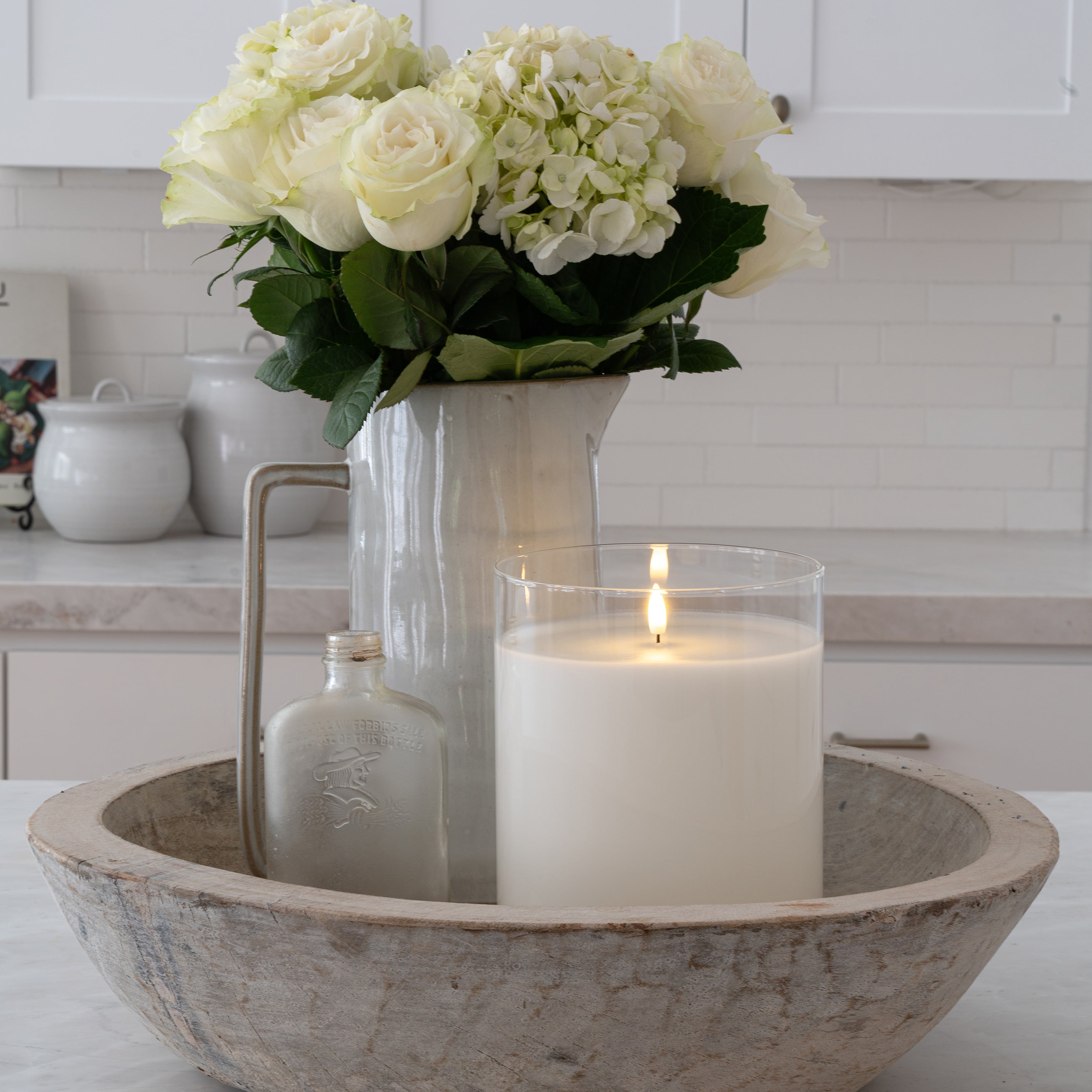 Huge White LED Flameless Hurricane Glass Candle