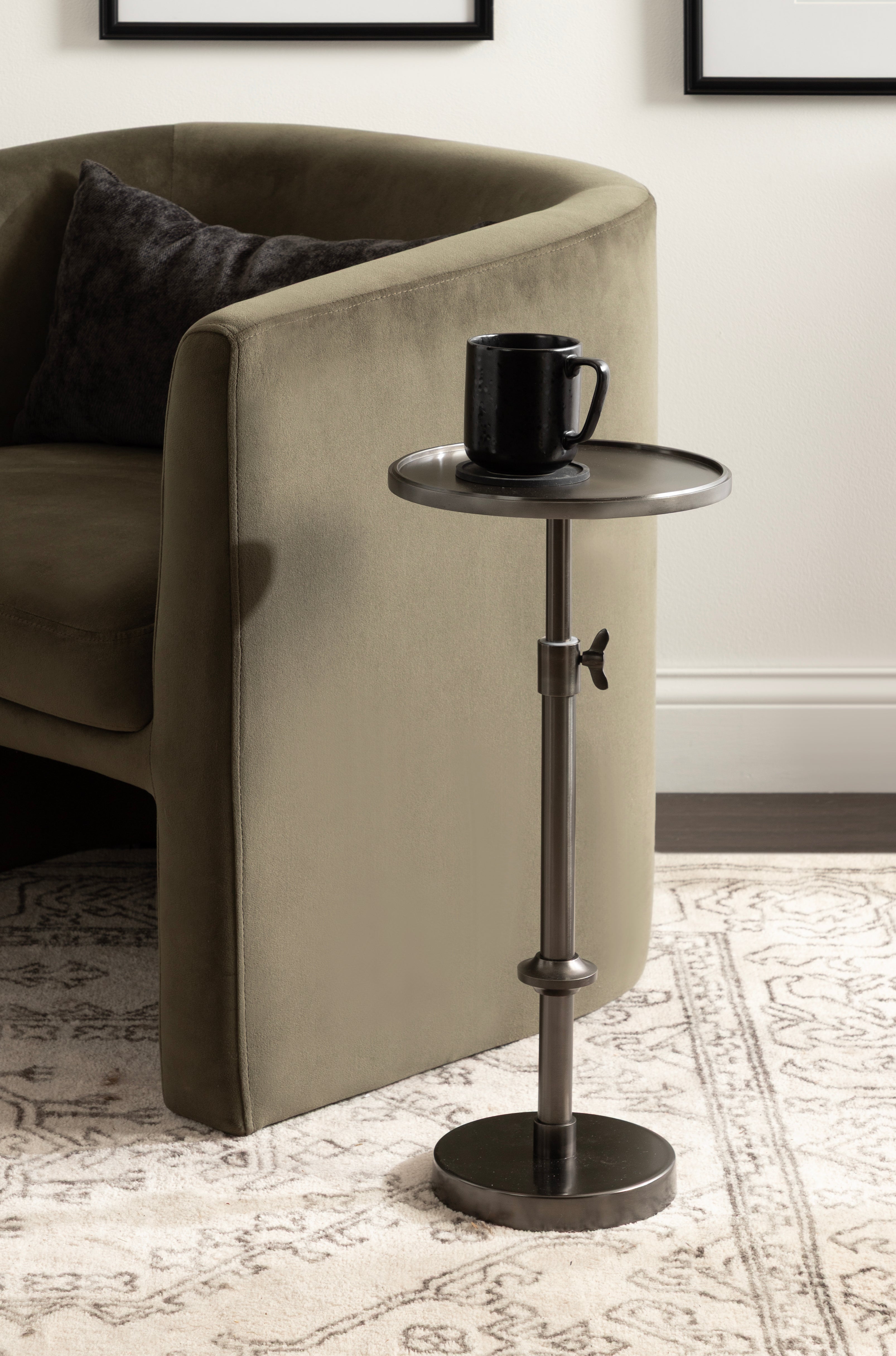 Engles Adjustable Polished Metal Table and Plant Stand