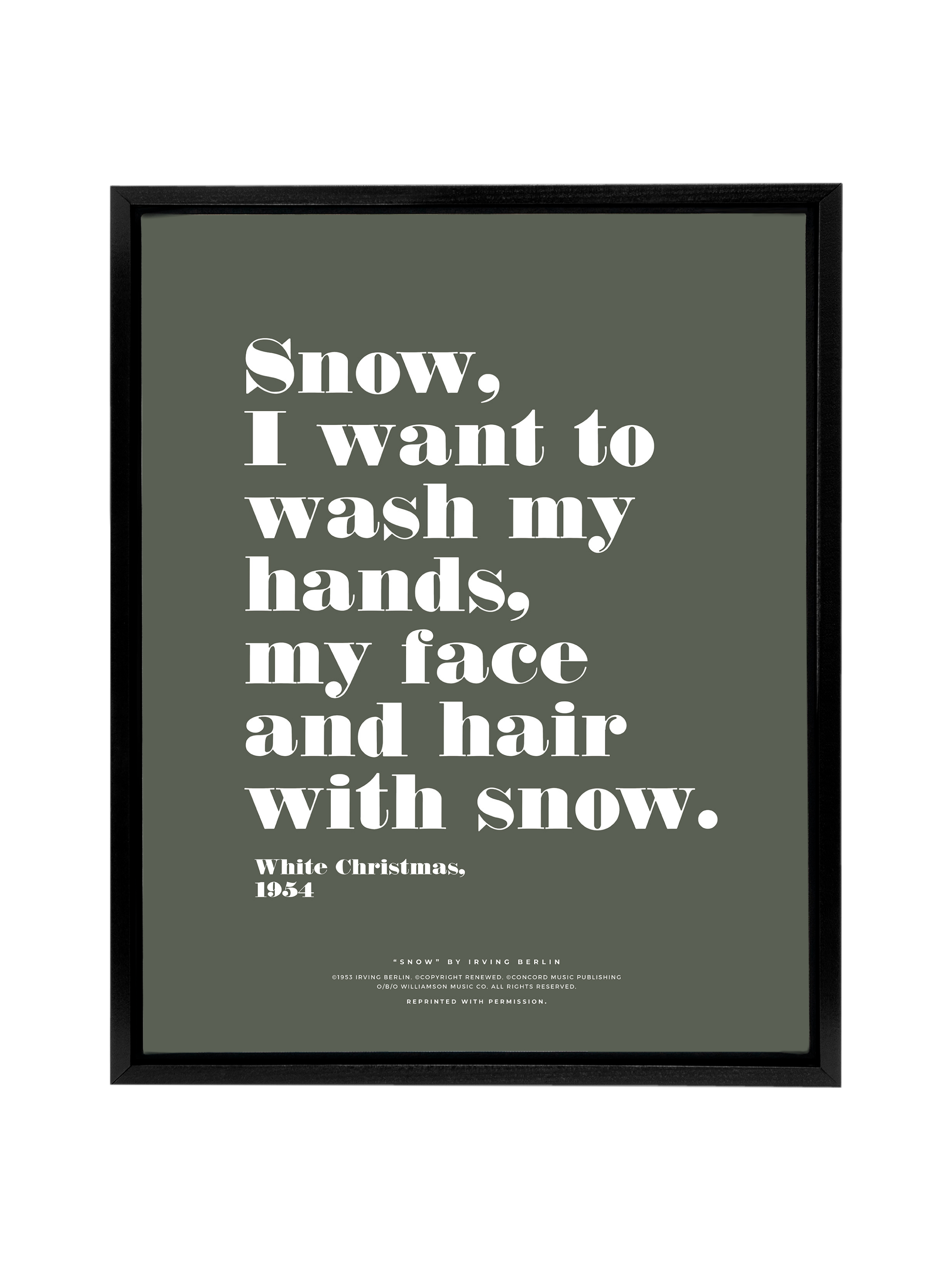 Snow Snow Snow in Typography | Camp Green | Canvas