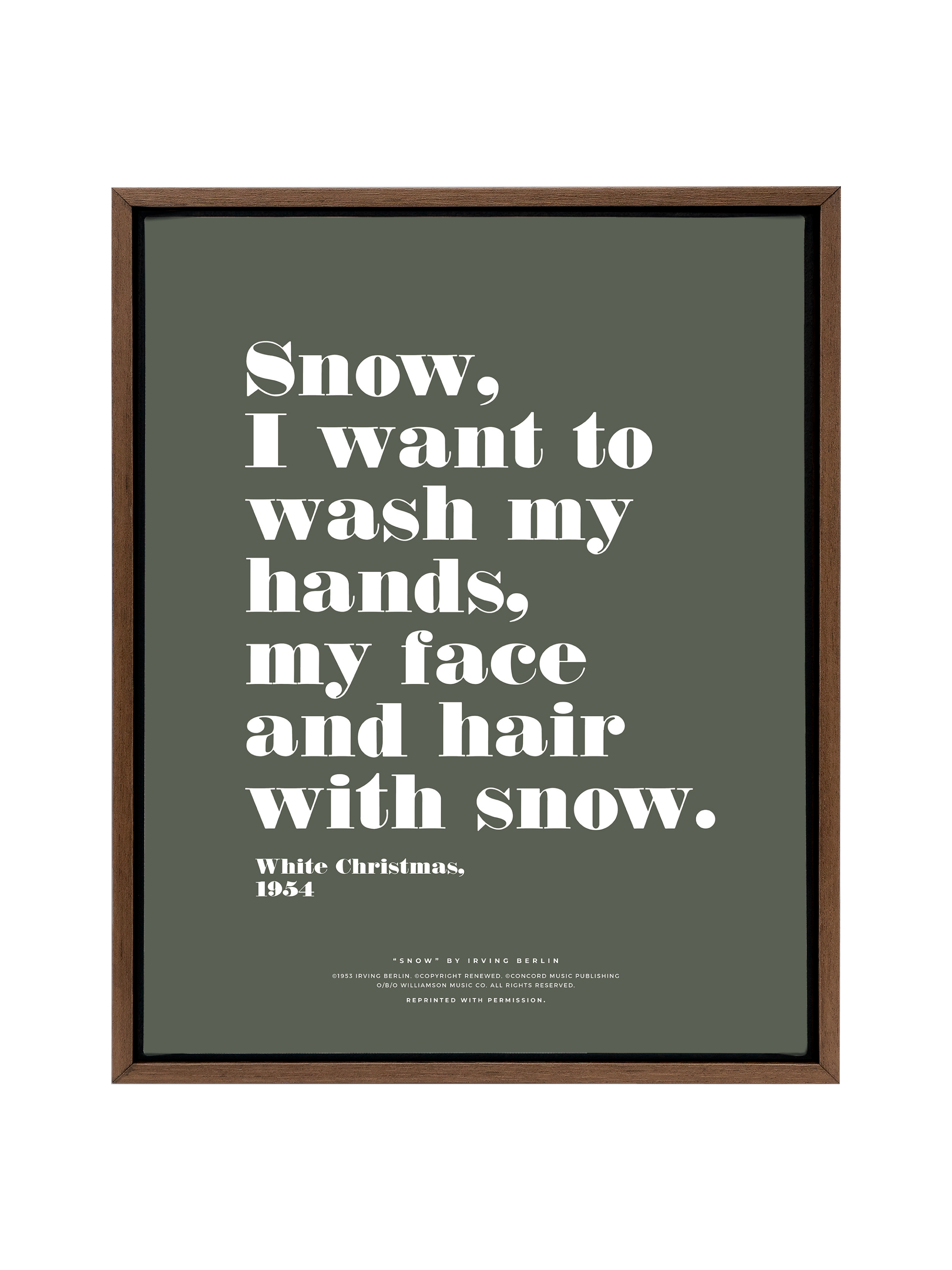 Snow Snow Snow in Typography | Camp Green | Canvas