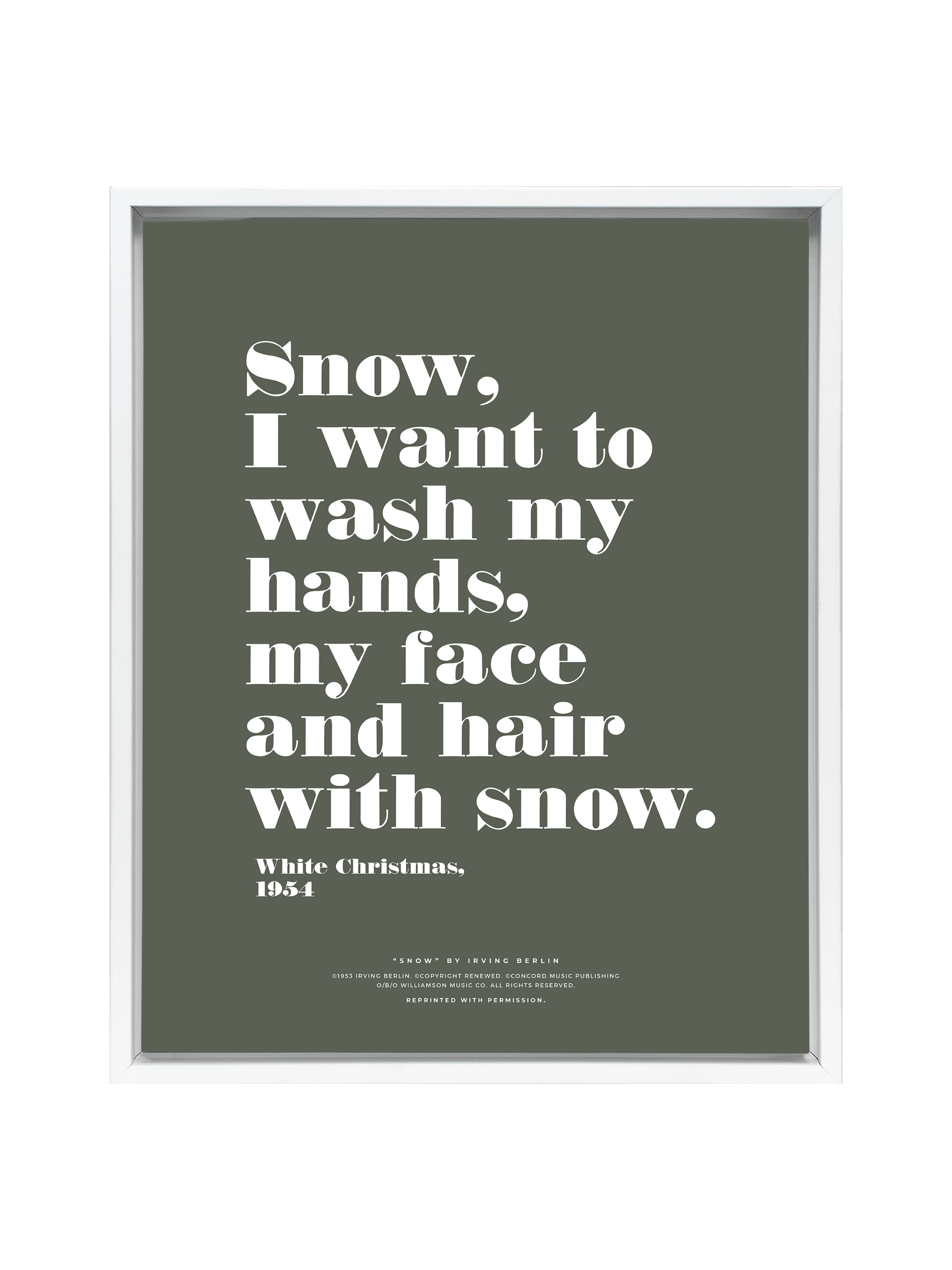 Snow Snow Snow in Typography | Camp Green | Canvas