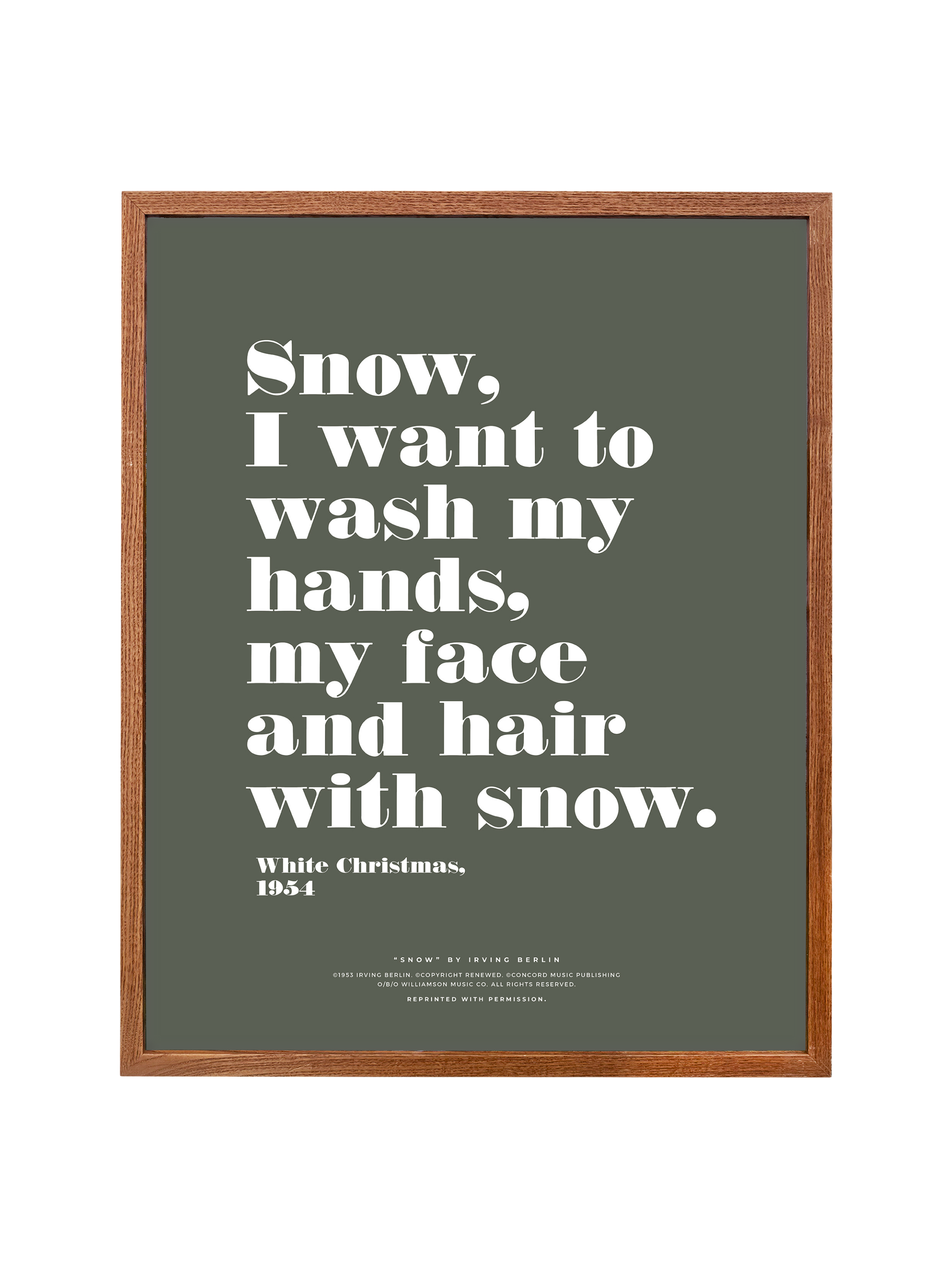 Snow Snow Snow in Typography | Camp Green | Canvas