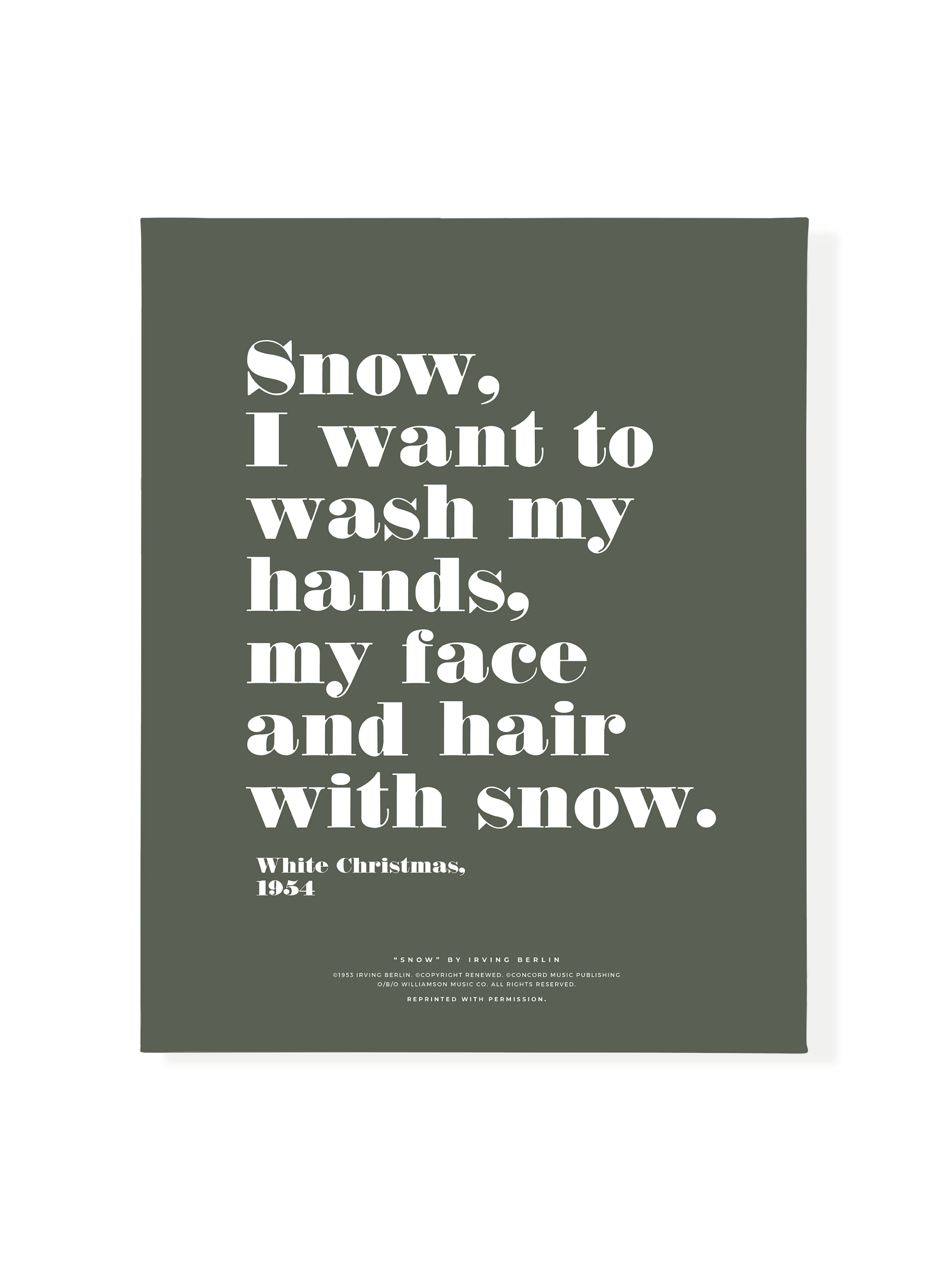 Snow Snow Snow in Typography | Camp Green | Canvas