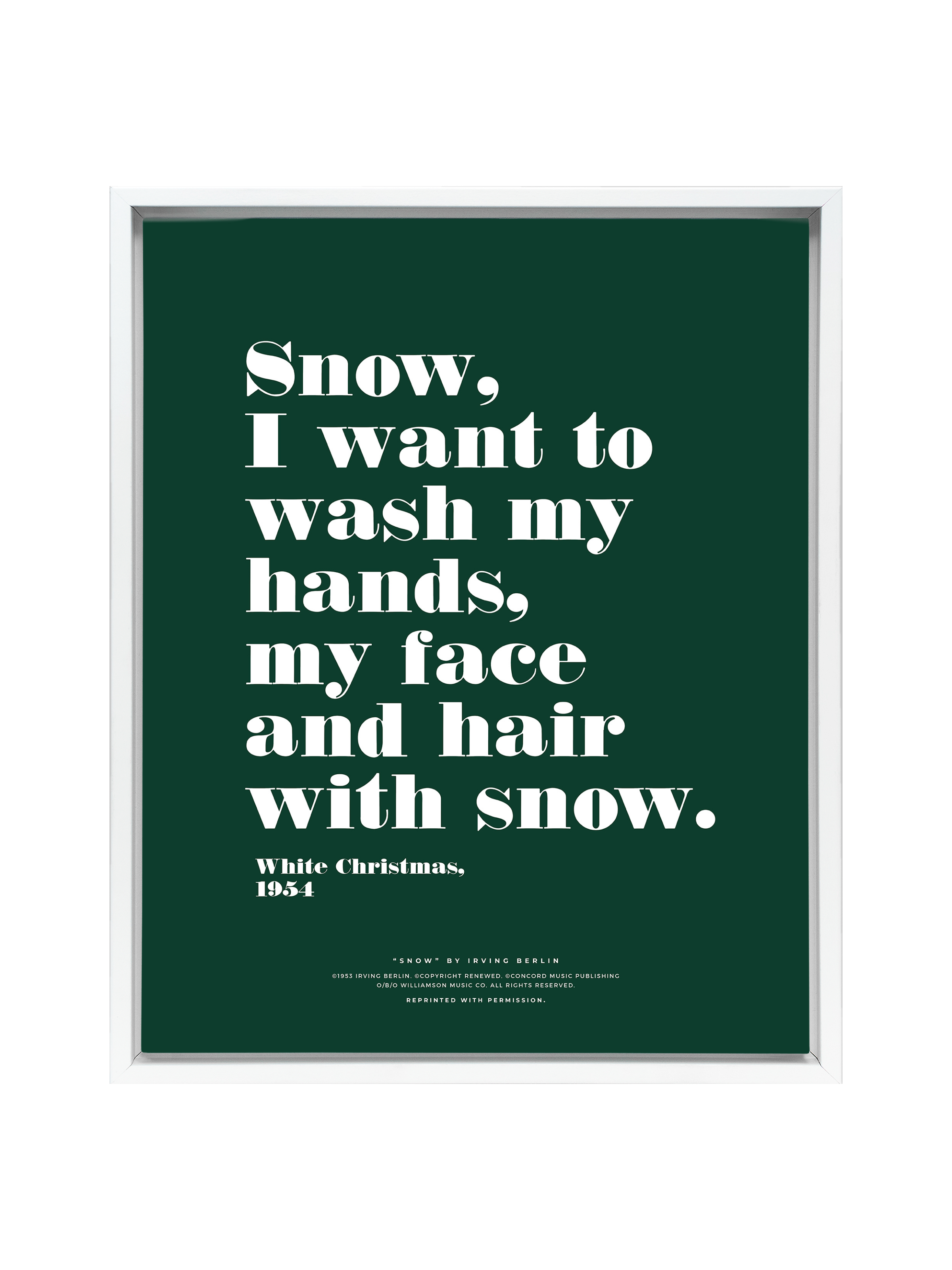 Snow Snow Snow in Typography | Evergreen | Canvas
