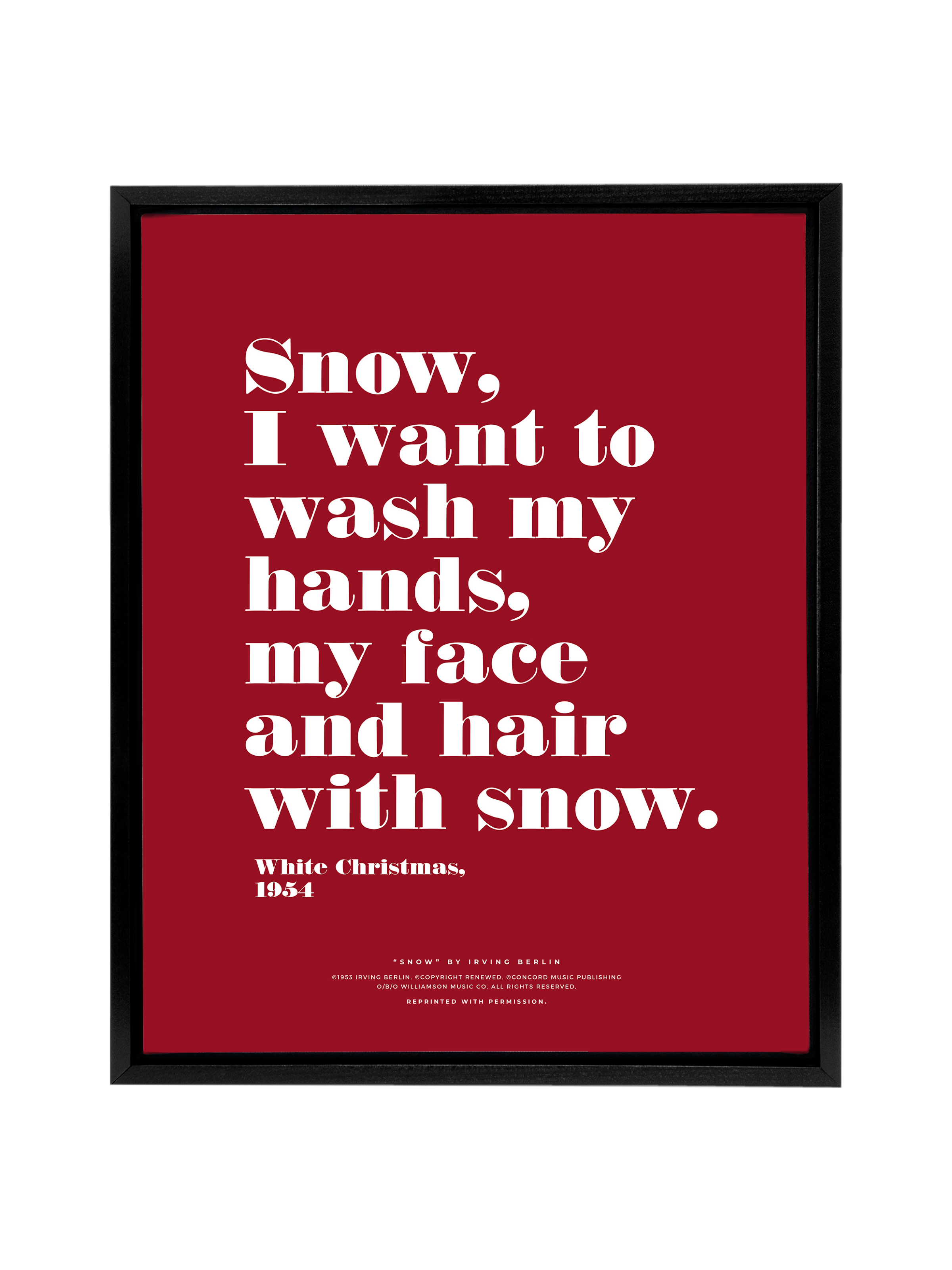 Snow Snow Snow in Typography | Holiday Red | Canvas