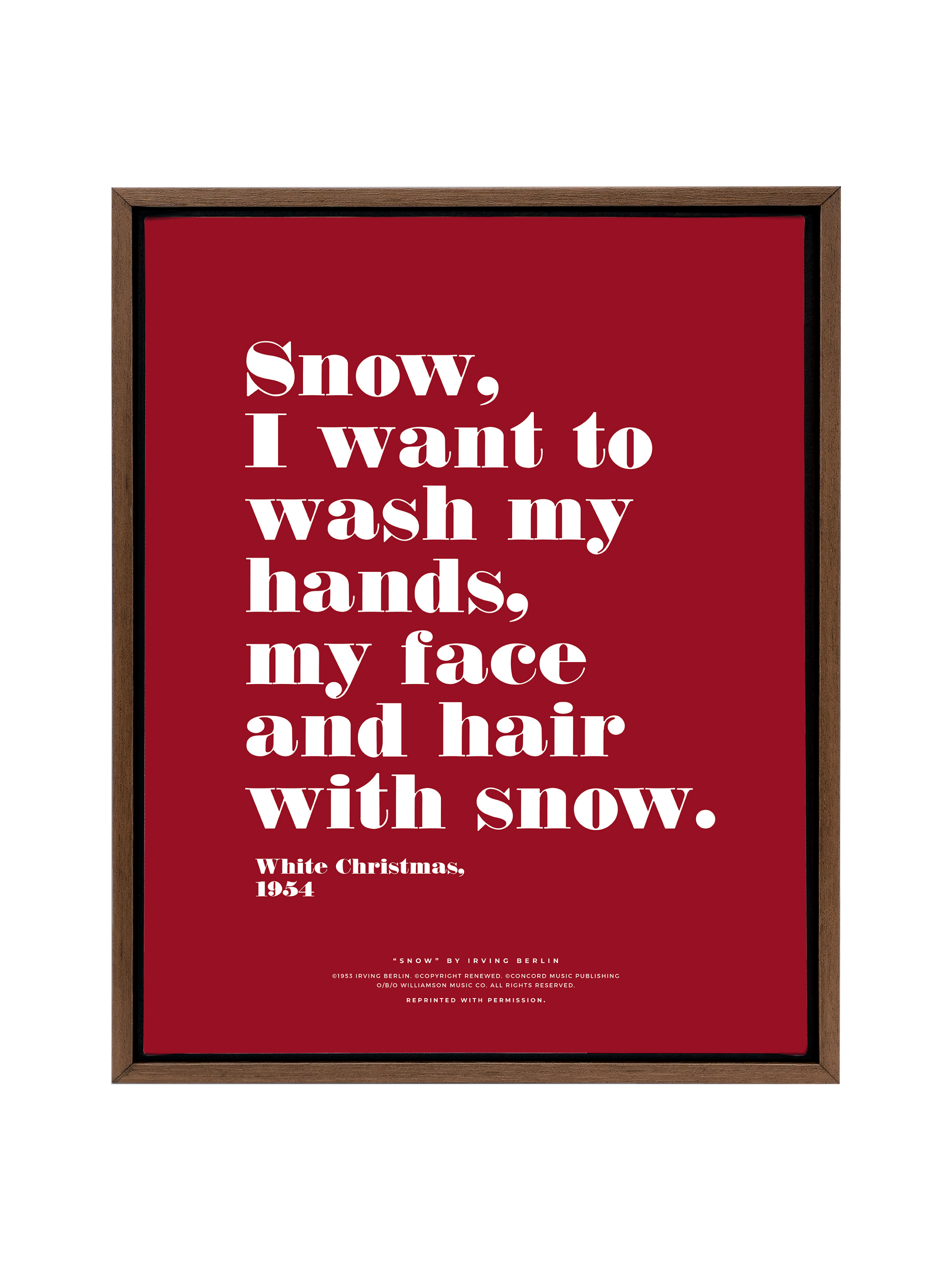 Snow Snow Snow in Typography | Holiday Red | Canvas