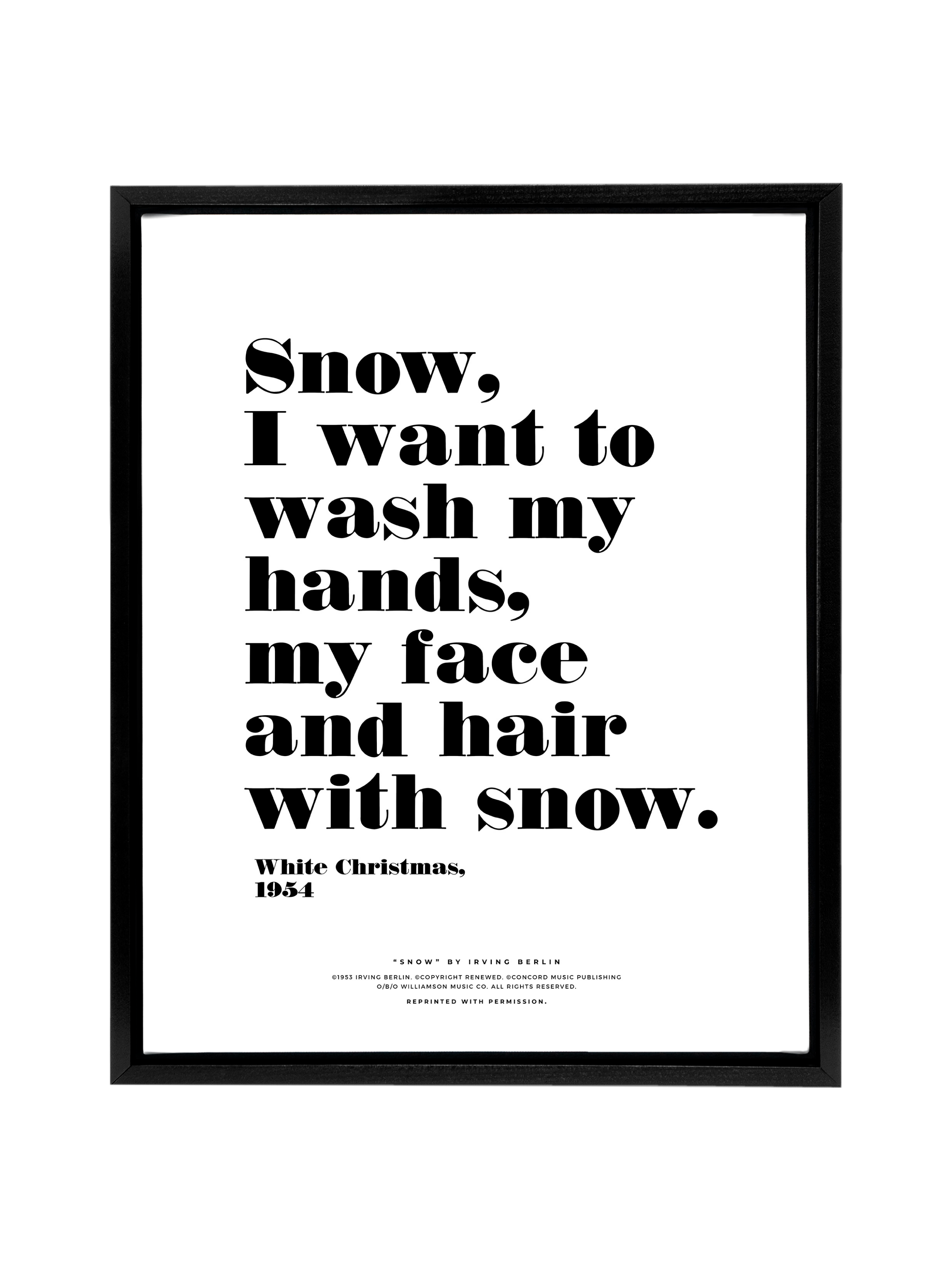 Snow Snow Snow in Typography | Pure White | Canvas
